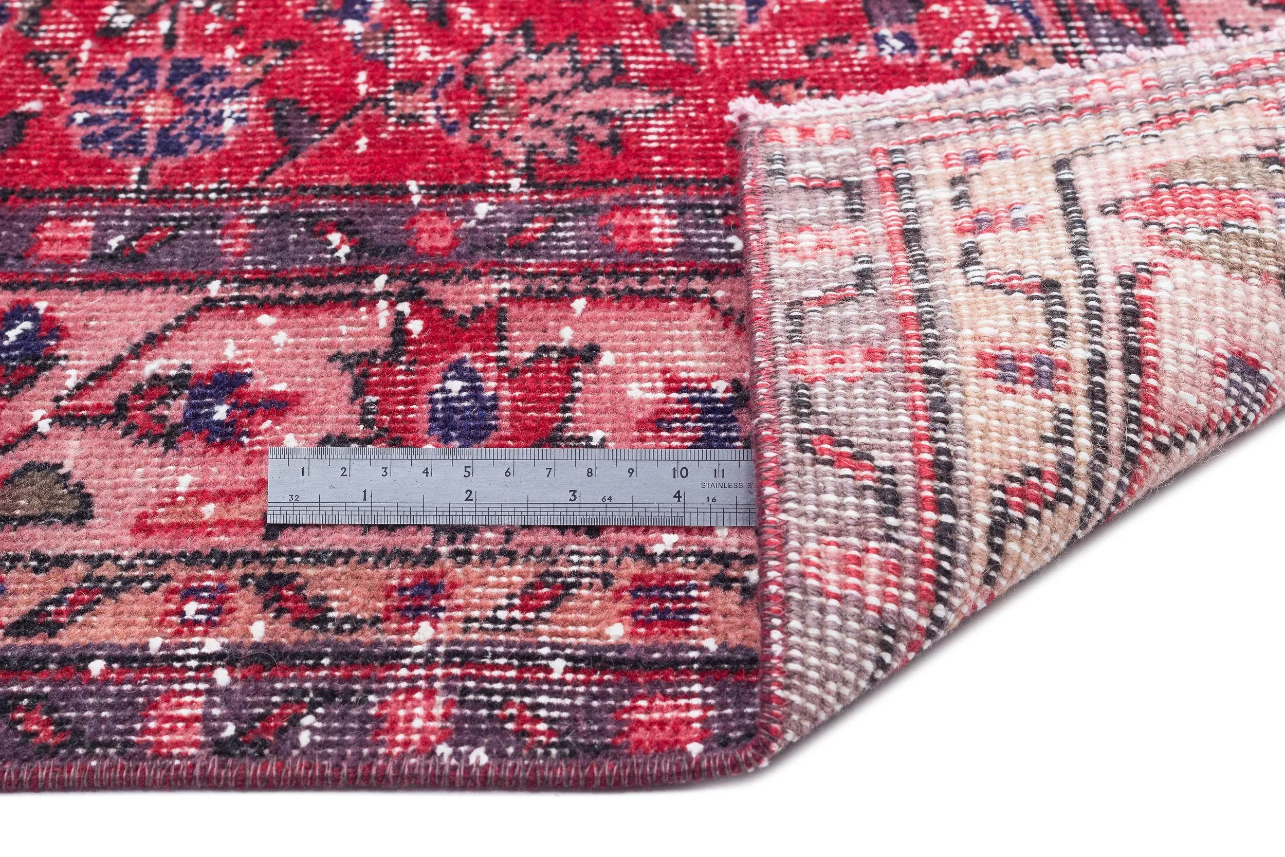 Retro Design Floral Over Dyed Vintage Rug 5'5'' x 9'2'' ft 166 x 280 cm