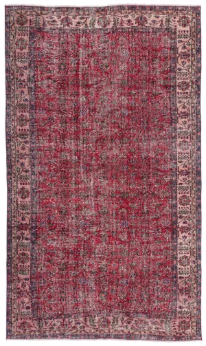 Retro Design Floral Over Dyed Vintage Rug 5'5'' x 9'2'' ft 166 x 280 cm