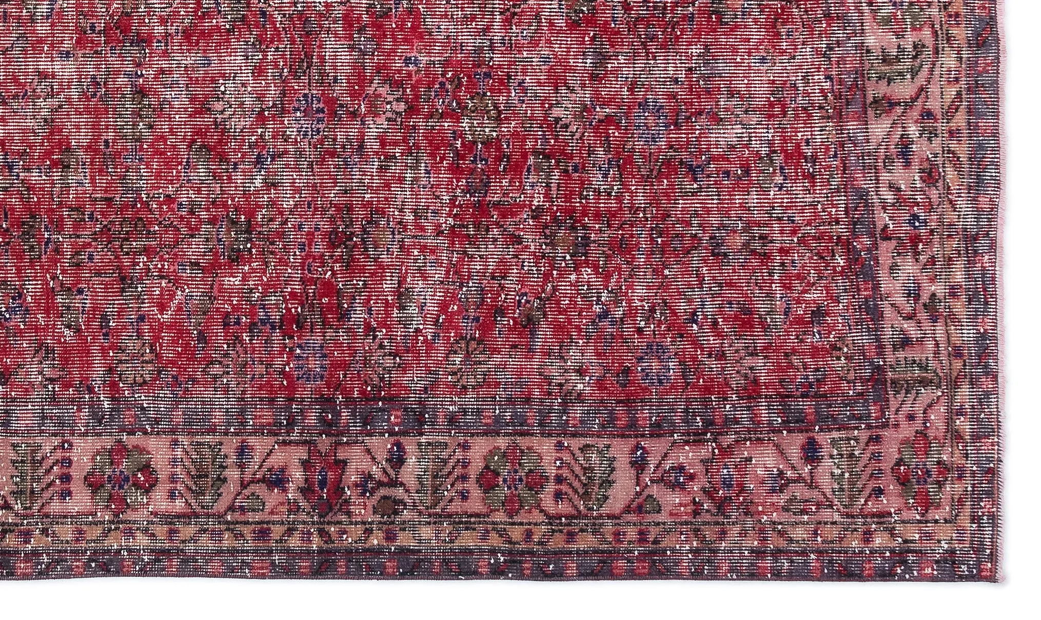 Retro Design Floral Over Dyed Vintage Rug 5'5'' x 9'2'' ft 166 x 280 cm