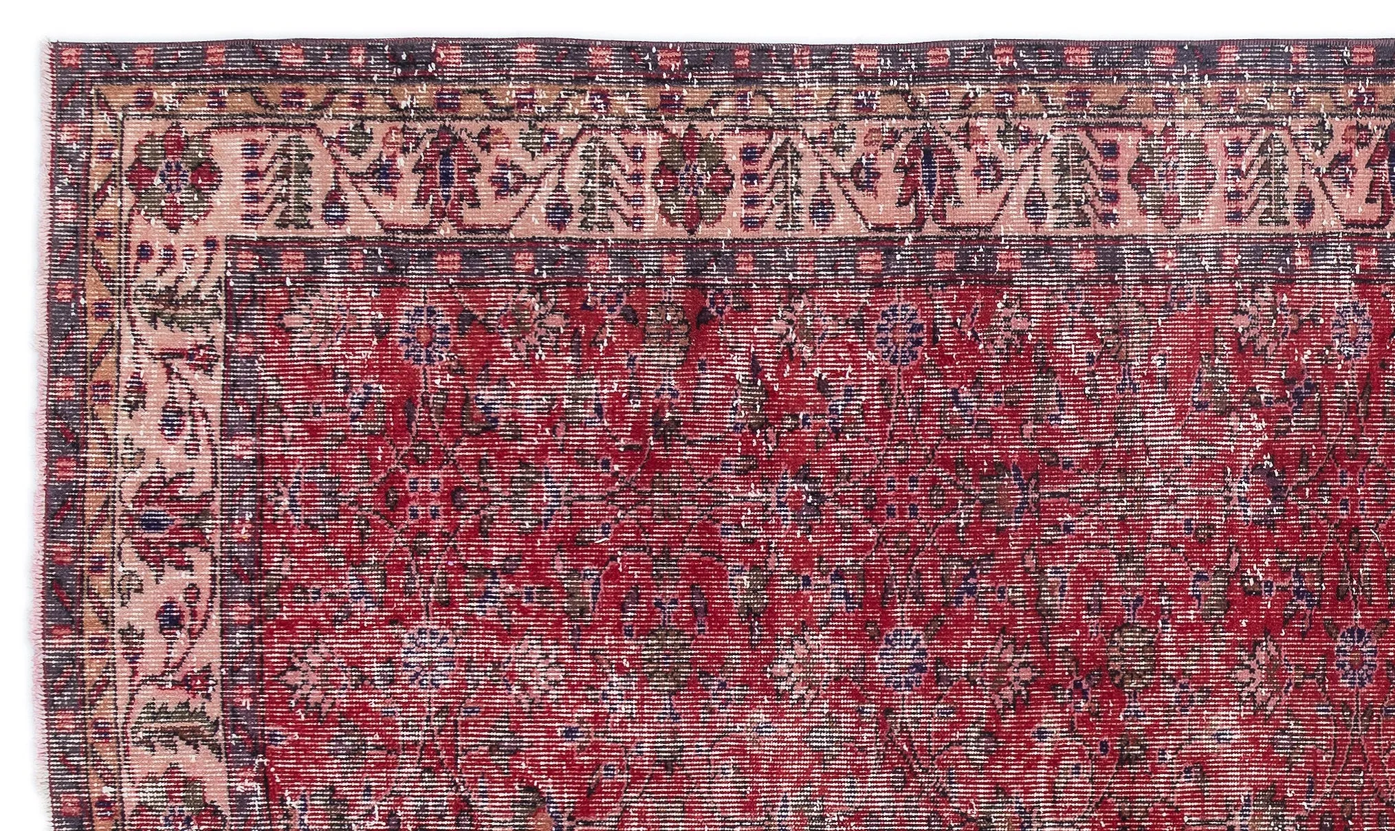 Retro Design Floral Over Dyed Vintage Rug 5'5'' x 9'2'' ft 166 x 280 cm