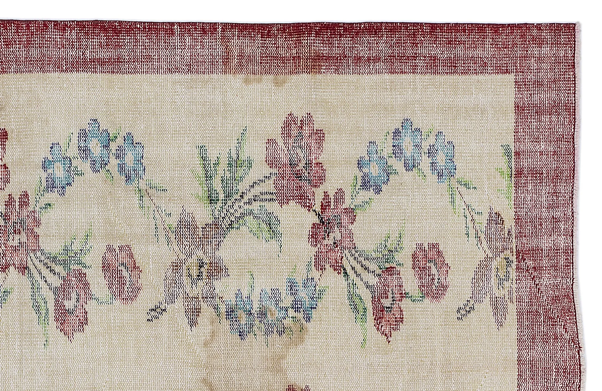 Retro Design Floral Over Dyed Vintage Rug 5'7'' x 8'8'' ft 169 x 264 cm