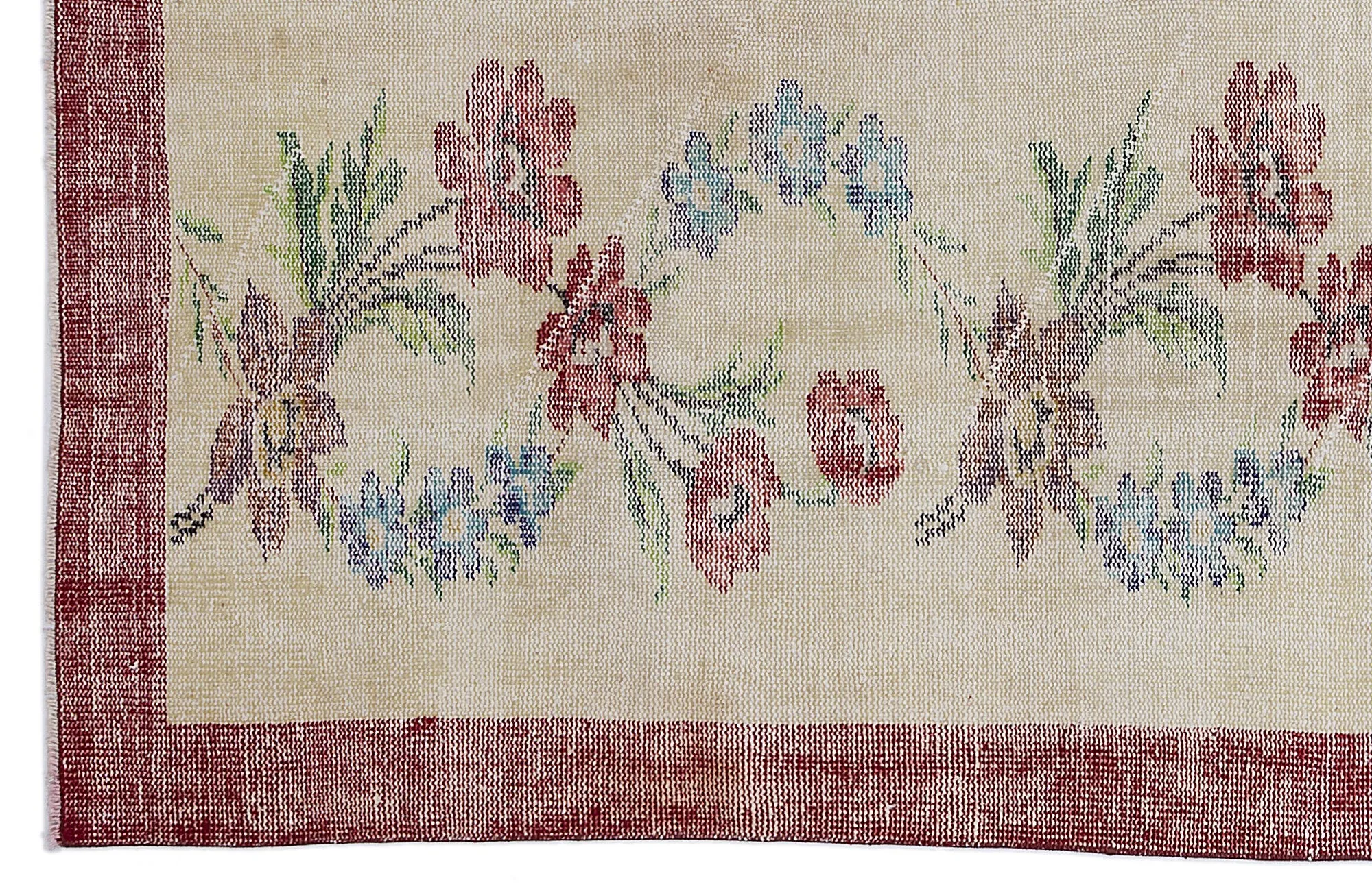 Retro Design Floral Over Dyed Vintage Rug 5'7'' x 8'8'' ft 169 x 264 cm