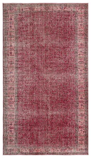 Retro Design Floral Over Dyed Vintage Rug 5'7'' x 9'11'' ft 170 x 303 cm