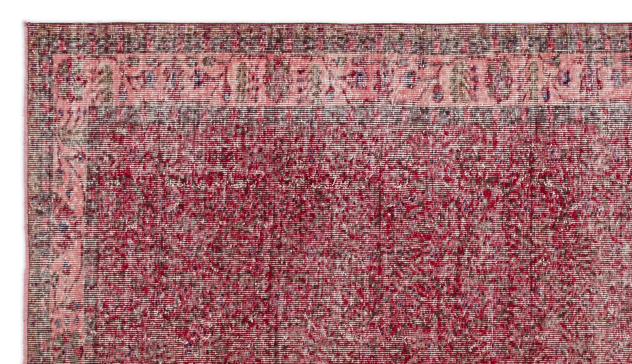 Retro Design Floral Over Dyed Vintage Rug 5'7'' x 9'11'' ft 170 x 303 cm