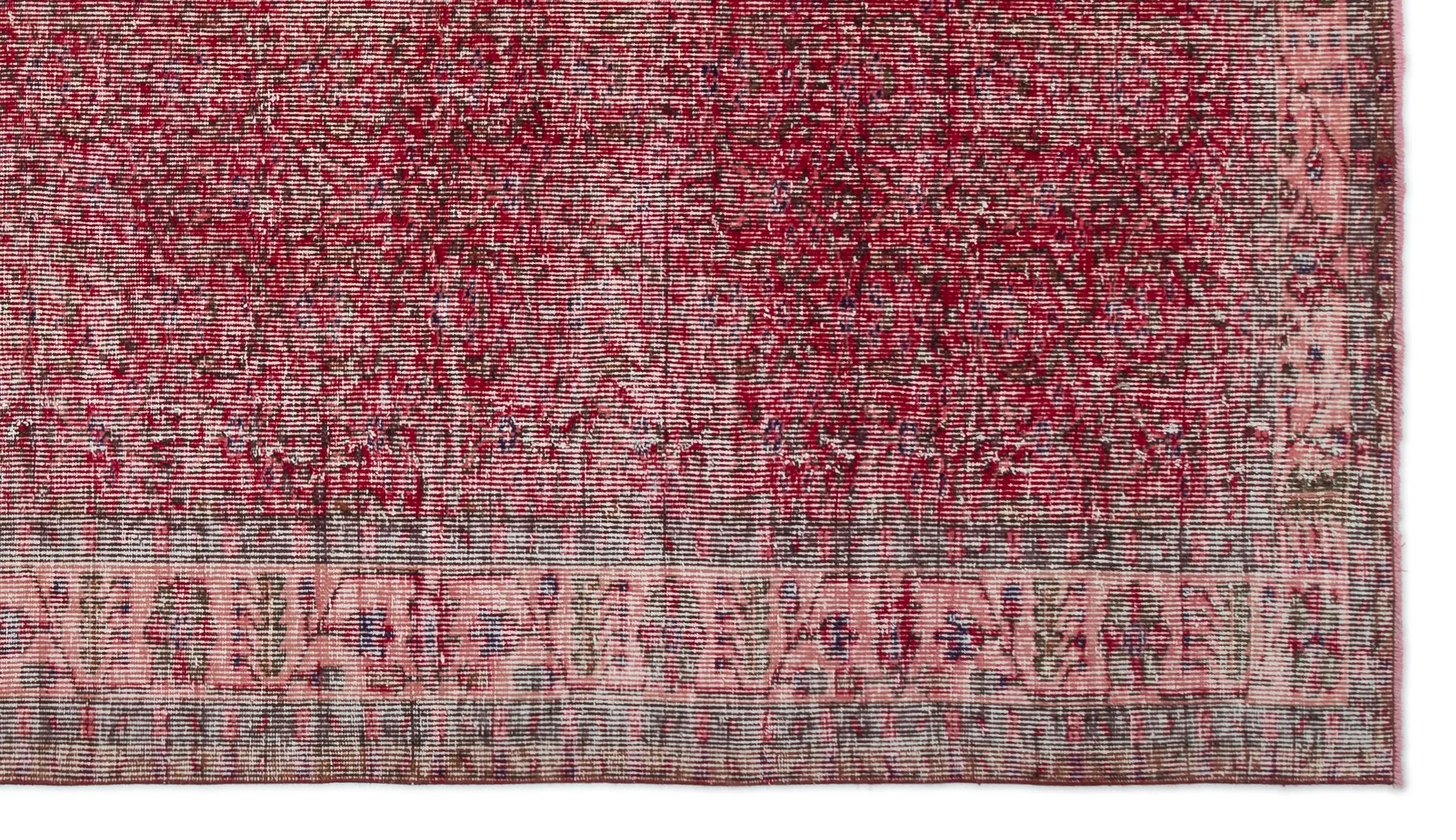 Retro Design Floral Over Dyed Vintage Rug 5'7'' x 9'11'' ft 170 x 303 cm