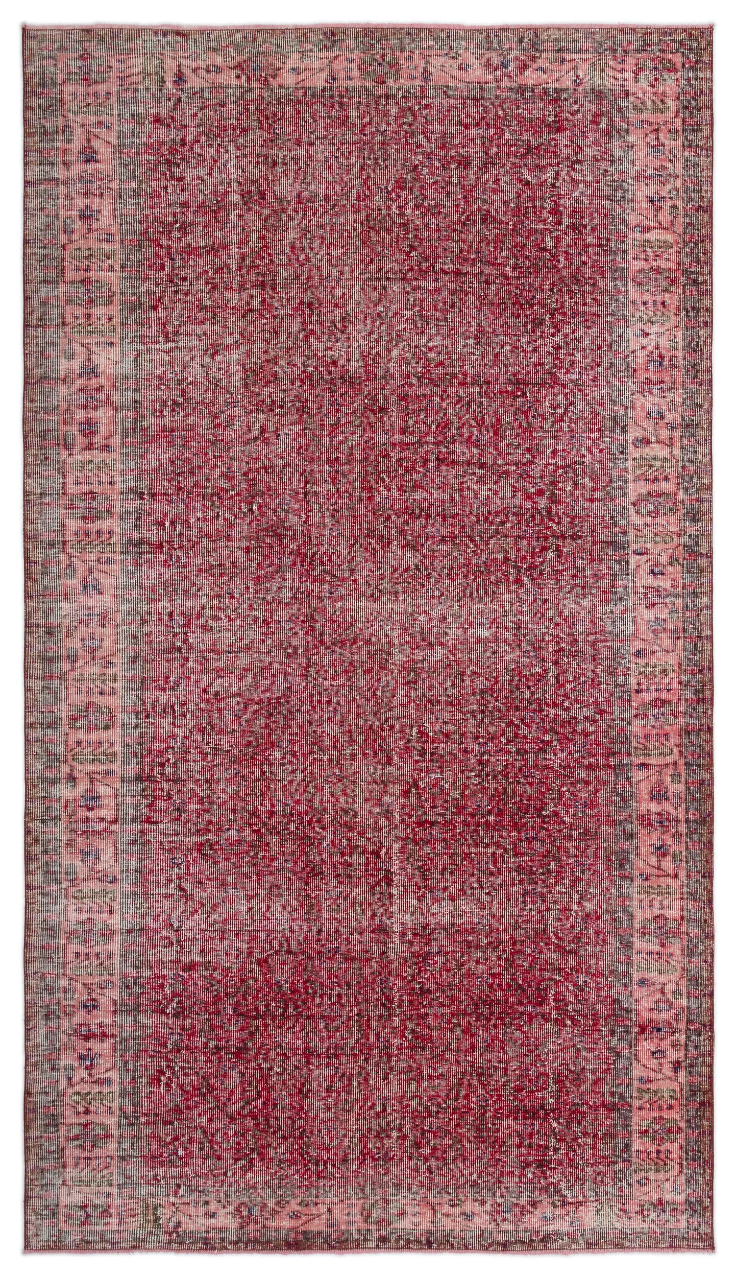 Retro Design Floral Over Dyed Vintage Rug 5'7'' x 9'11'' ft 170 x 303 cm
