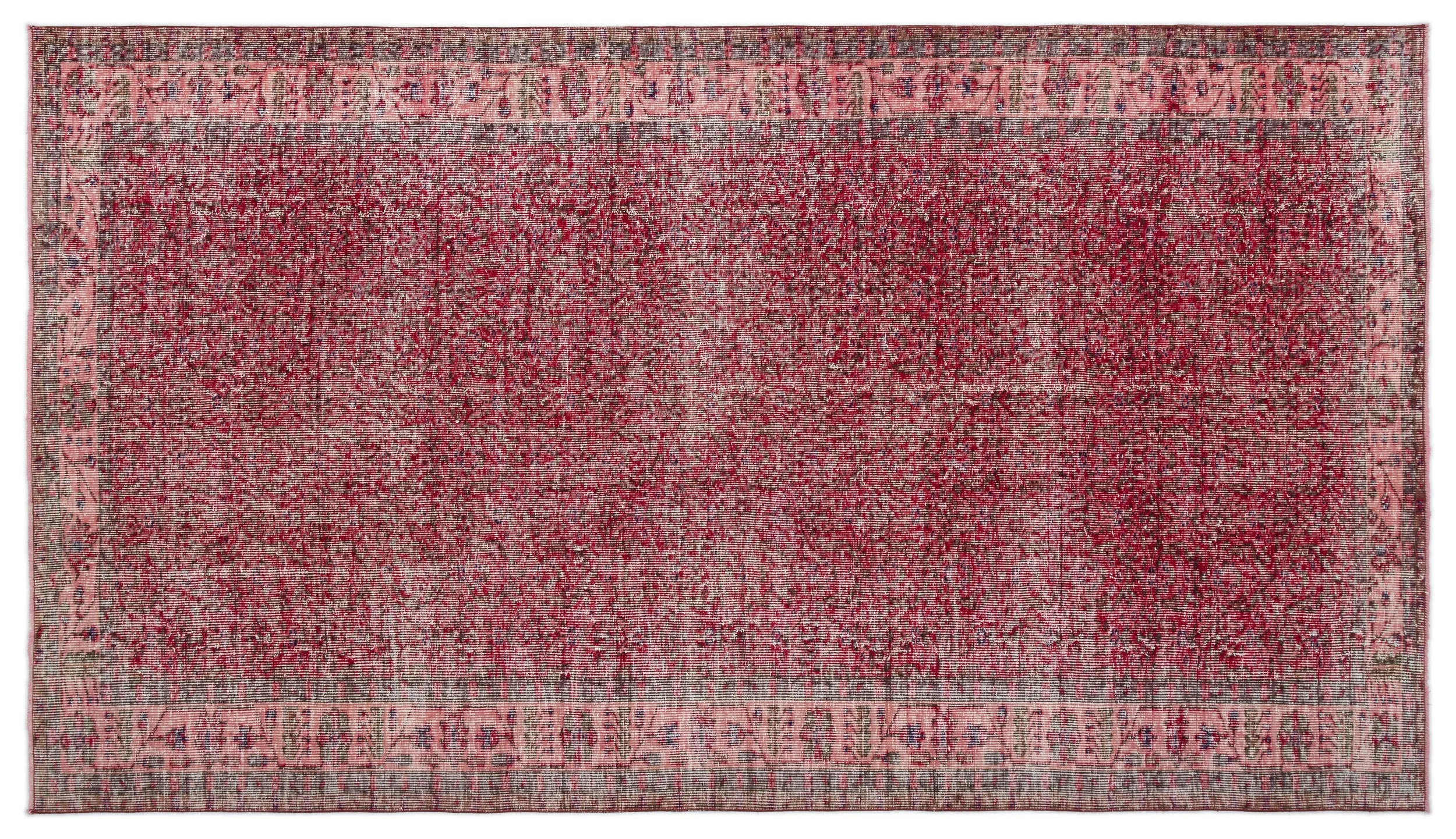 Retro Design Floral Over Dyed Vintage Rug 5'7'' x 9'11'' ft 170 x 303 cm