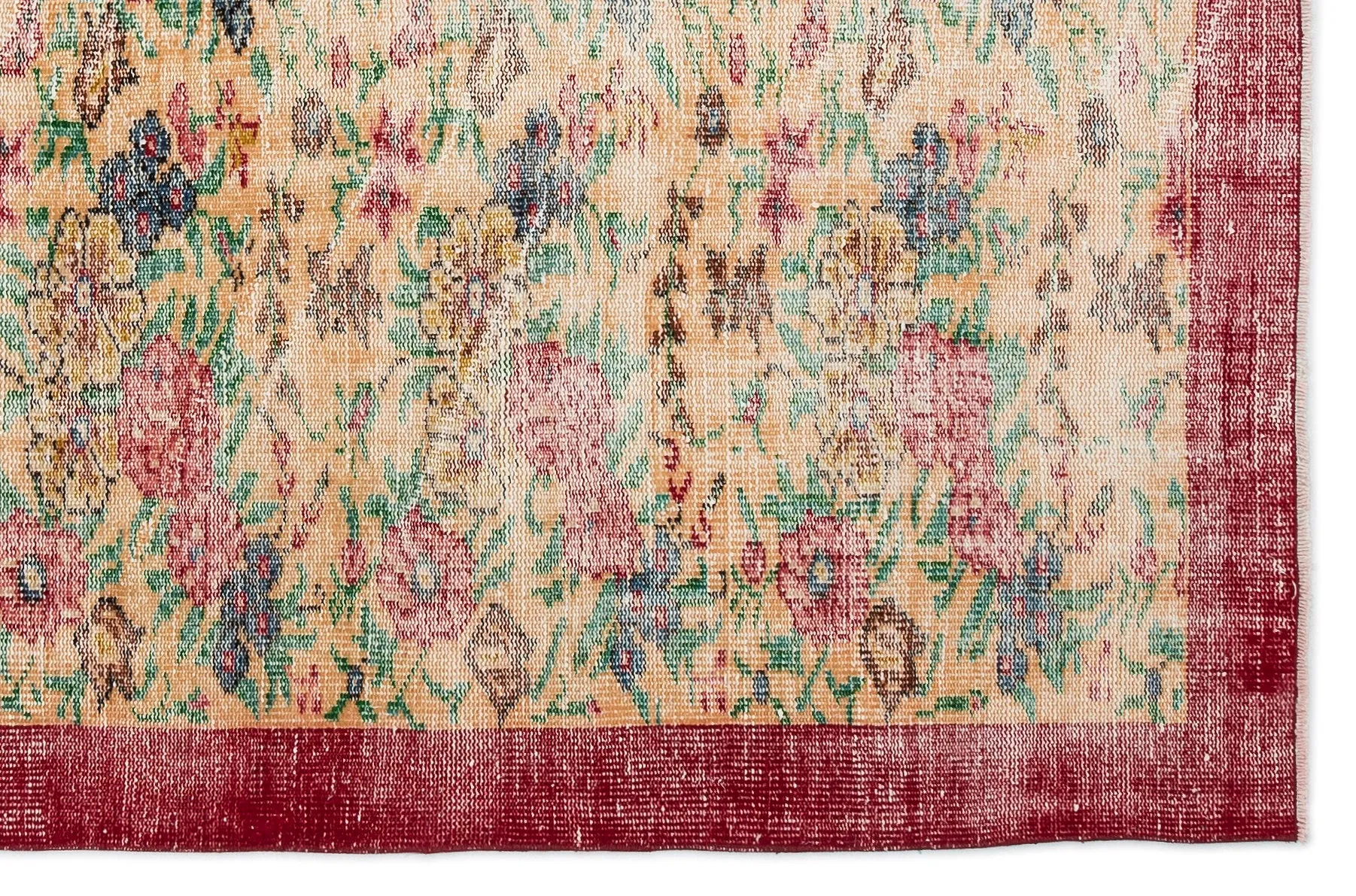 Retro Design Floral Over Dyed Vintage Rug 5'8'' x 8'7'' ft 173 x 262 cm
