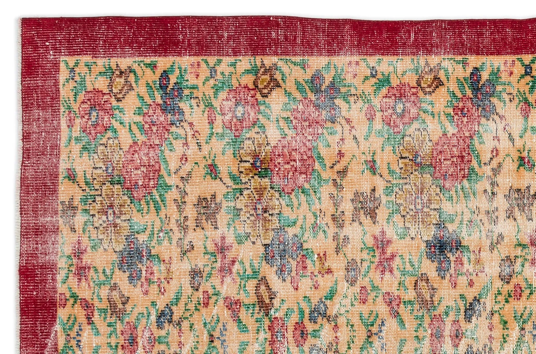 Retro Design Floral Over Dyed Vintage Rug 5'8'' x 8'7'' ft 173 x 262 cm