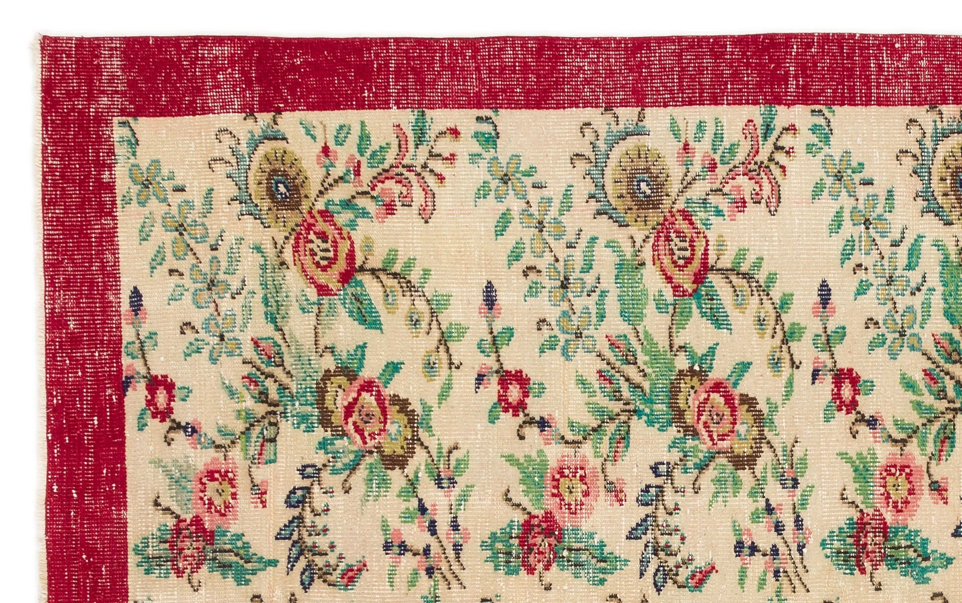Retro Design Floral Over Dyed Vintage Rug 5'8'' x 8'8'' ft 172 x 265 cm