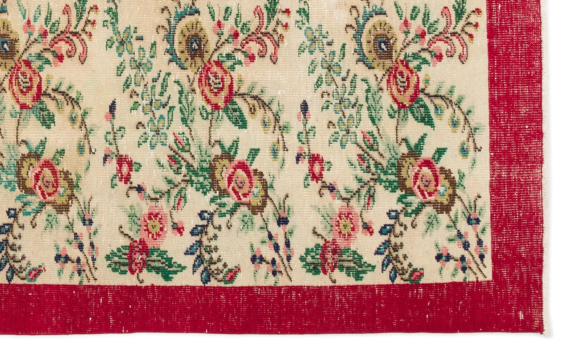 Retro Design Floral Over Dyed Vintage Rug 5'8'' x 8'8'' ft 172 x 265 cm