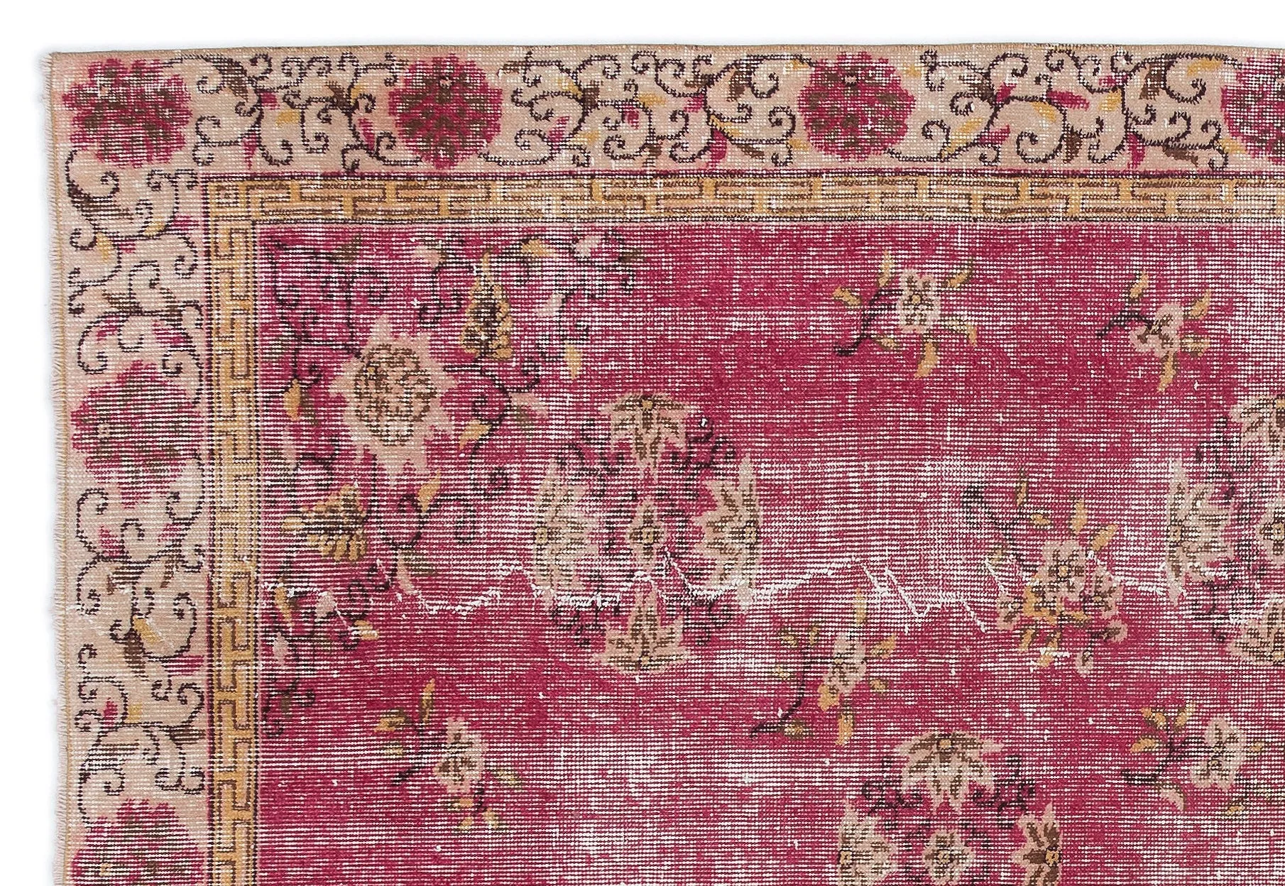 Retro Design Floral Over Dyed Vintage Rug 5'9'' x 8'5'' ft 174 x 256 cm