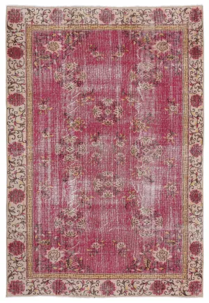 Retro Design Floral Over Dyed Vintage Rug 5'9'' x 8'5'' ft 174 x 256 cm