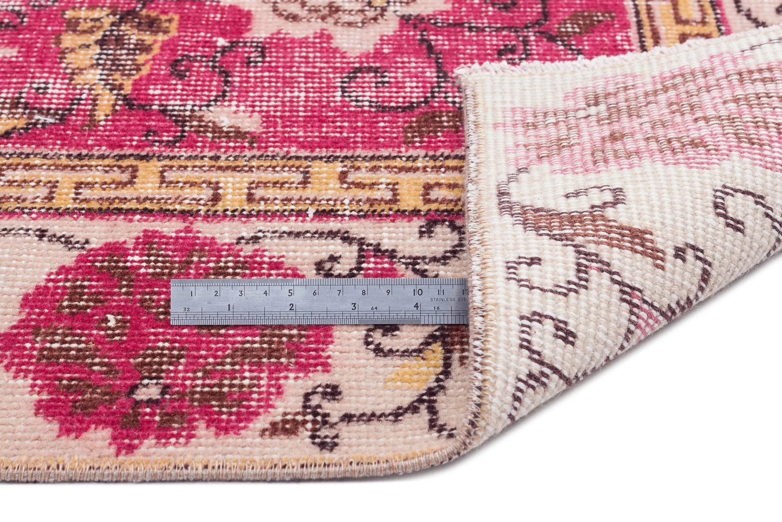 Retro Design Floral Over Dyed Vintage Rug 5'9'' x 8'5'' ft 174 x 256 cm