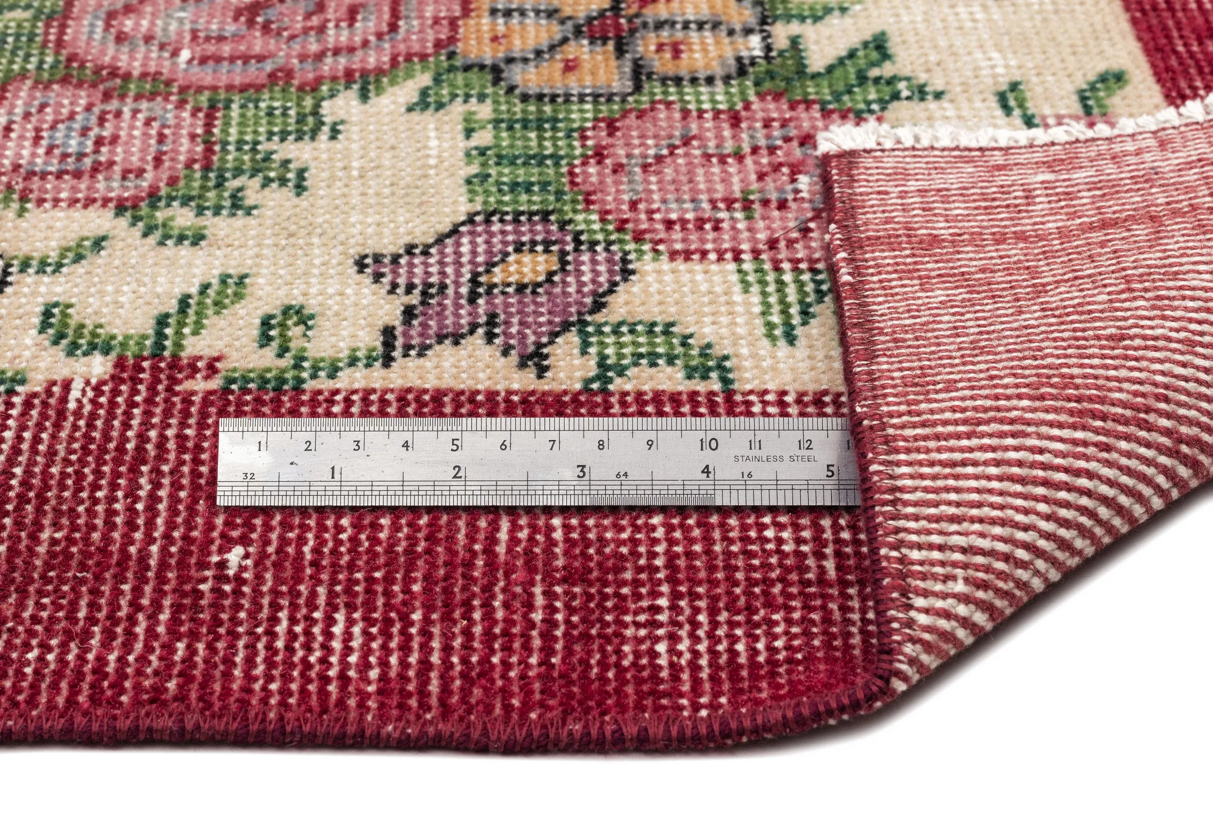 Retro Design Floral Over Dyed Vintage Rug 6'2'' x 9'8'' ft 188 x 295 cm