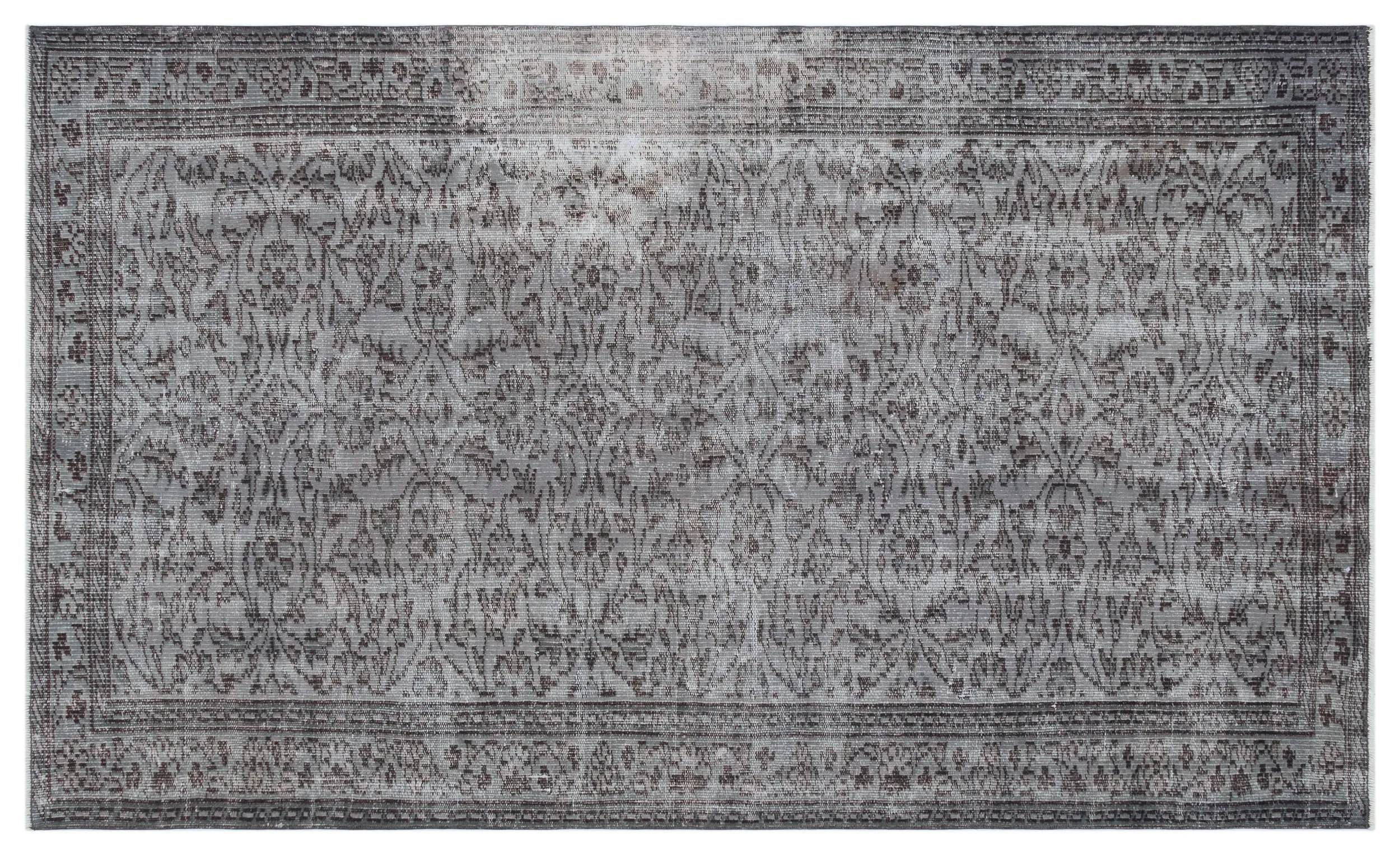 Retro Design Gray Over Dyed Vintage Rug 4'8'' x 7'9'' ft 142 x 236 cm
