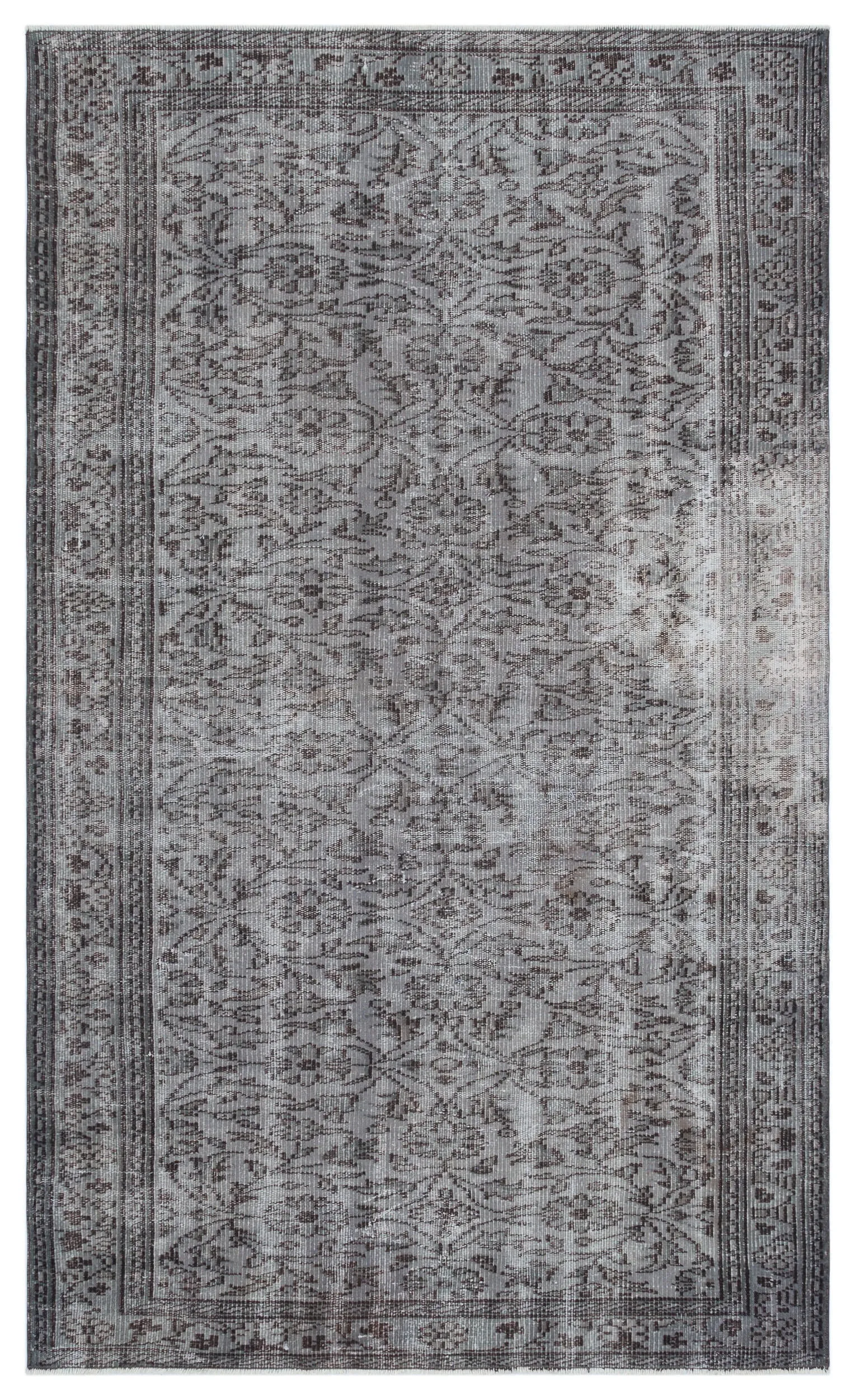 Retro Design Gray Over Dyed Vintage Rug 4'8'' x 7'9'' ft 142 x 236 cm