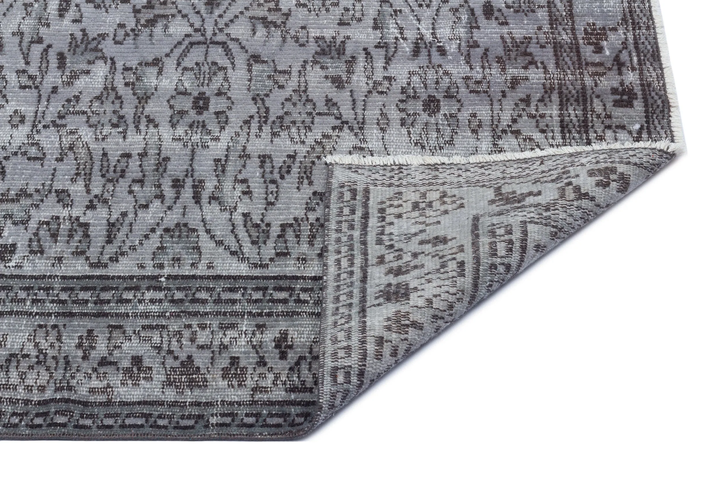 Retro Design Gray Over Dyed Vintage Rug 4'8'' x 7'9'' ft 142 x 236 cm