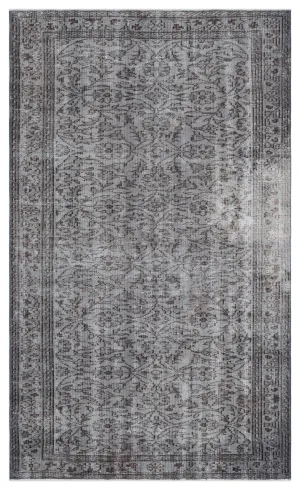 Retro Design Gray Over Dyed Vintage Rug 4'8'' x 7'9'' ft 142 x 236 cm