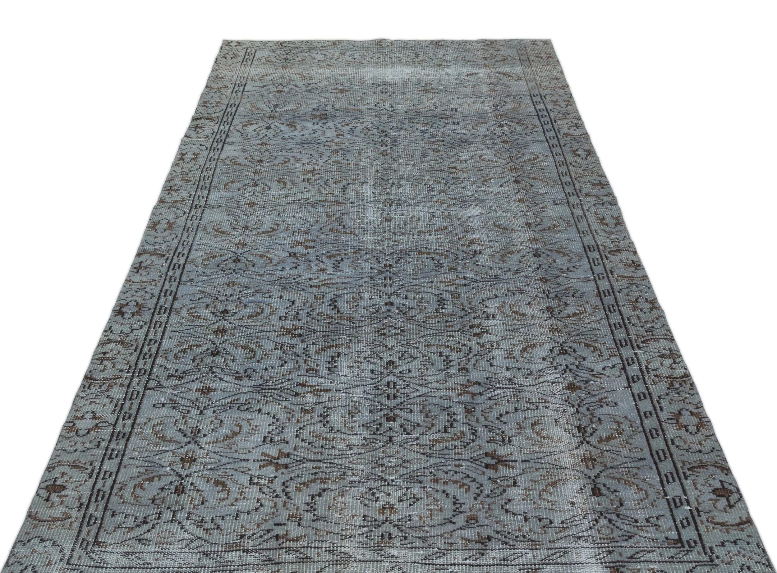 Retro Design Gray Over Dyed Vintage Rug 4'8'' x 8'6'' ft 142 x 258 cm