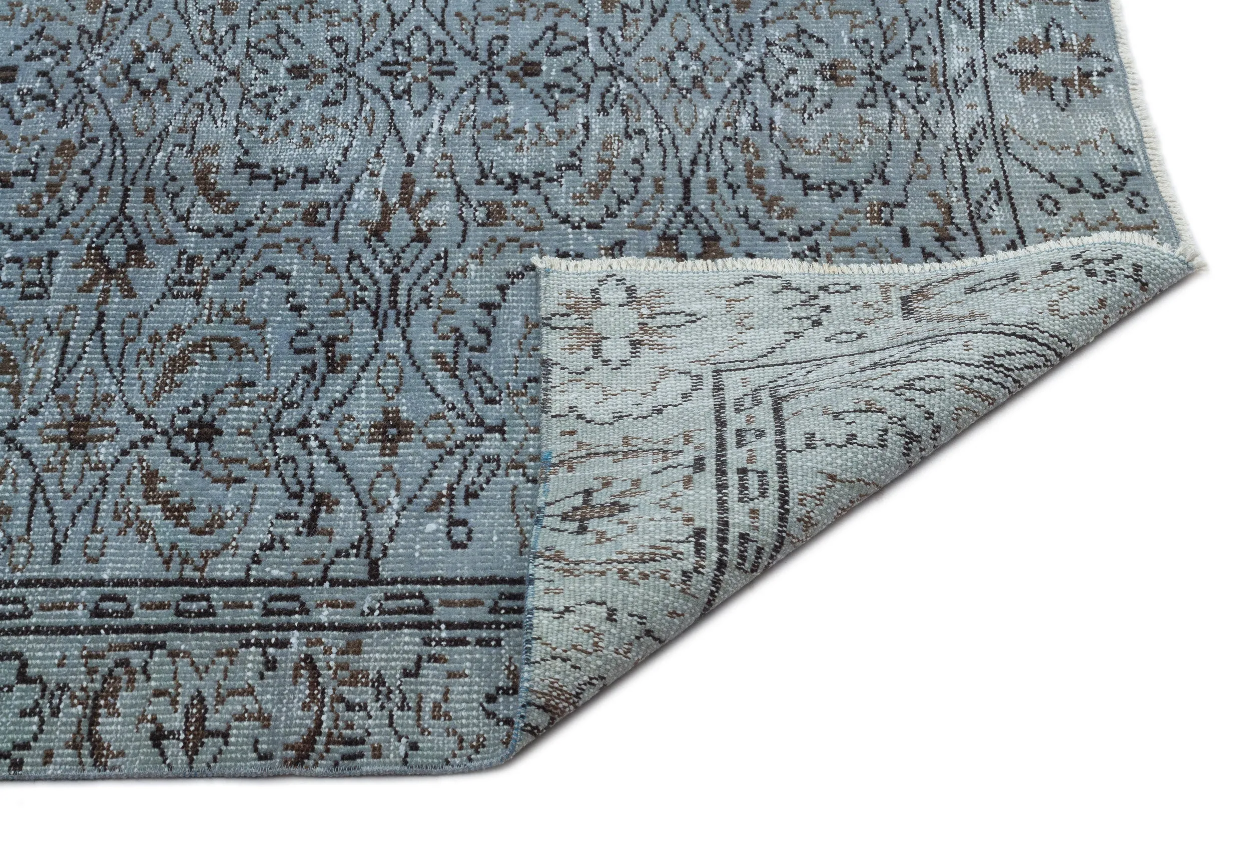 Retro Design Gray Over Dyed Vintage Rug 4'8'' x 8'6'' ft 142 x 258 cm
