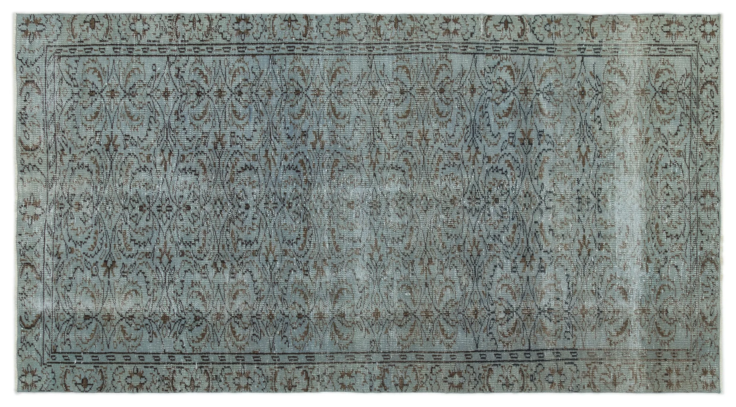 Retro Design Gray Over Dyed Vintage Rug 4'8'' x 8'6'' ft 142 x 258 cm