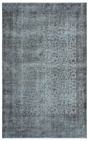 Retro Design Gray Over Dyed Vintage Rug 5'11'' x 9'5'' ft 180 x 287 cm