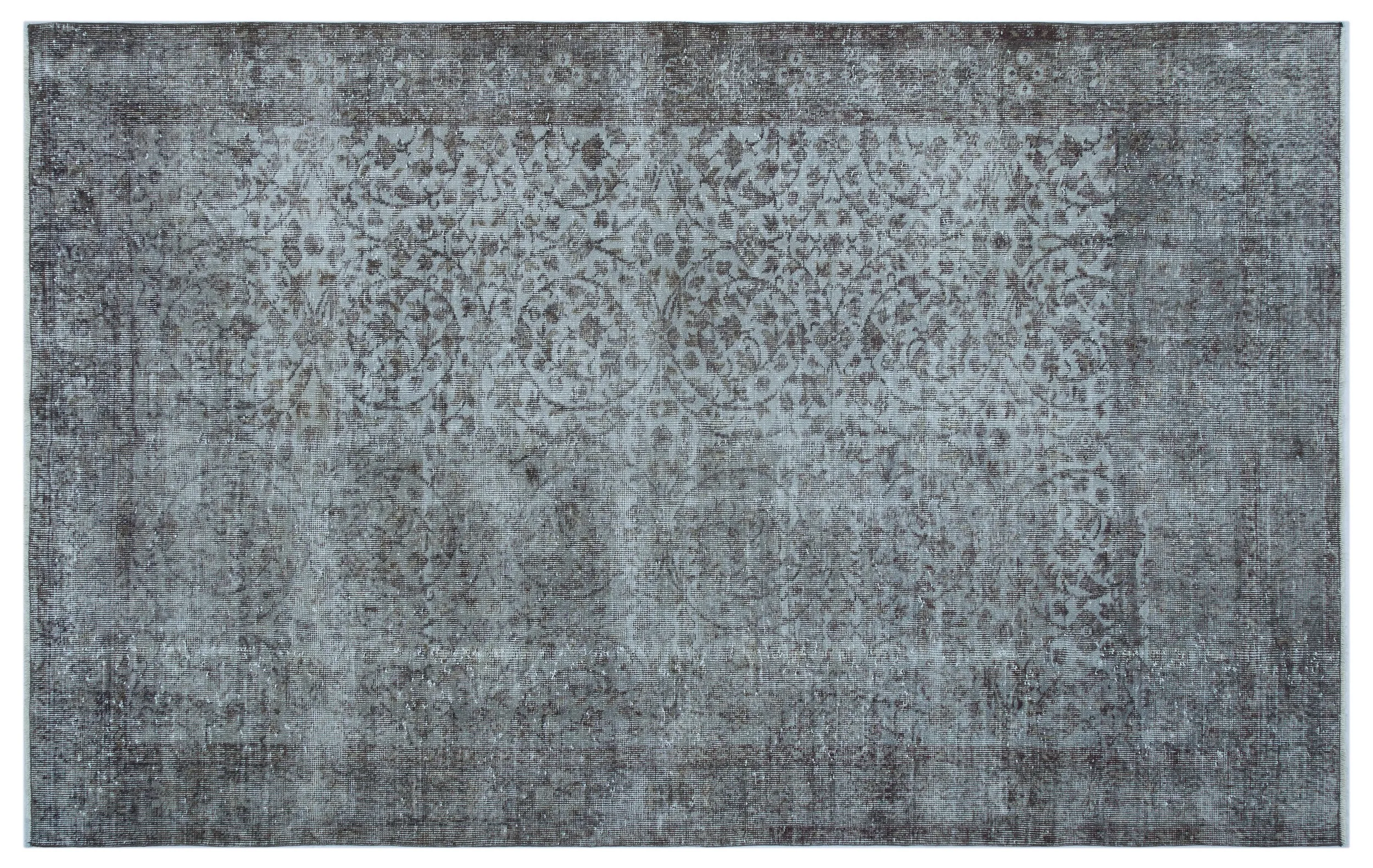 Retro Design Gray Over Dyed Vintage Rug 5'11'' x 9'5'' ft 180 x 287 cm