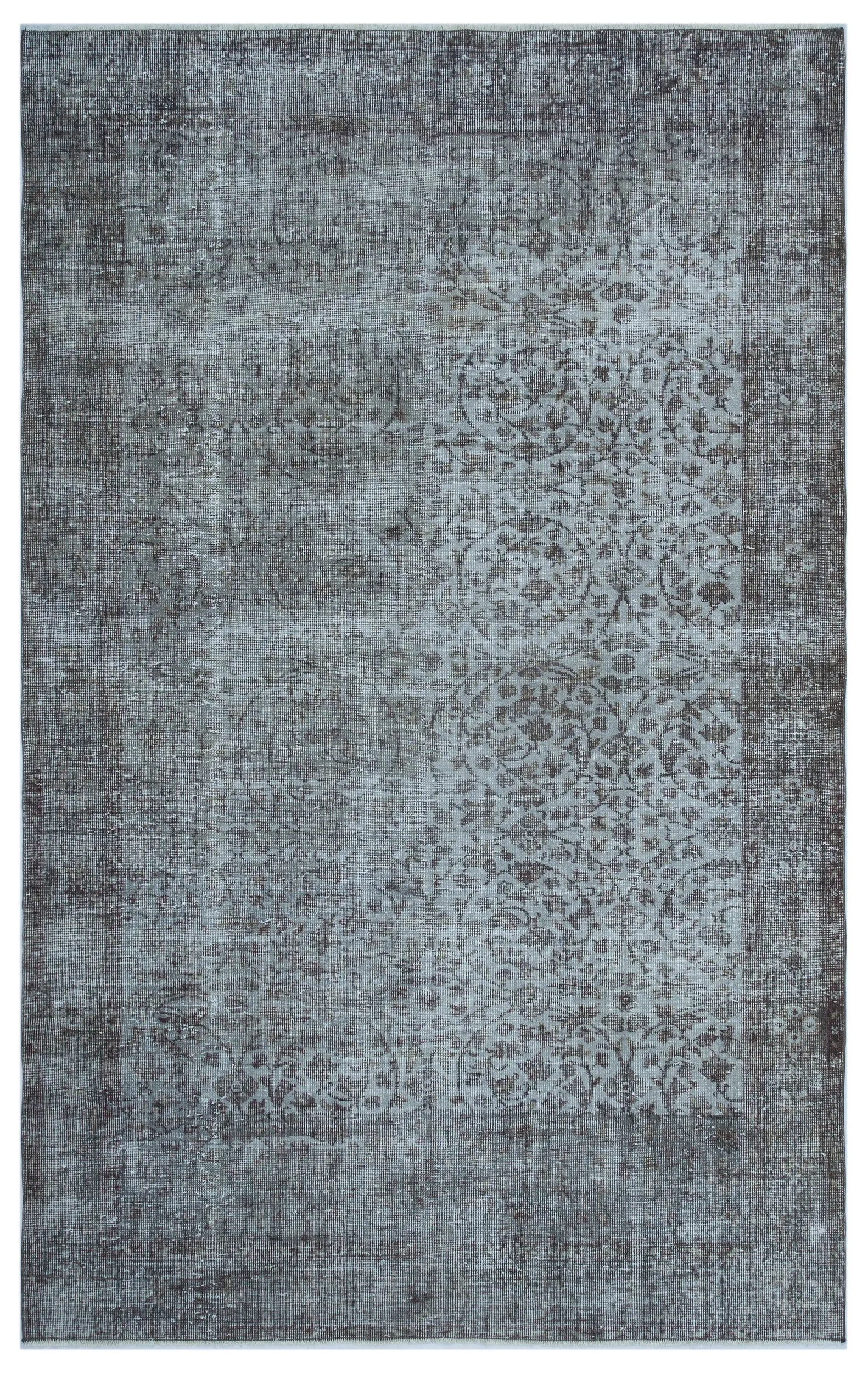 Retro Design Gray Over Dyed Vintage Rug 5'11'' x 9'5'' ft 180 x 287 cm