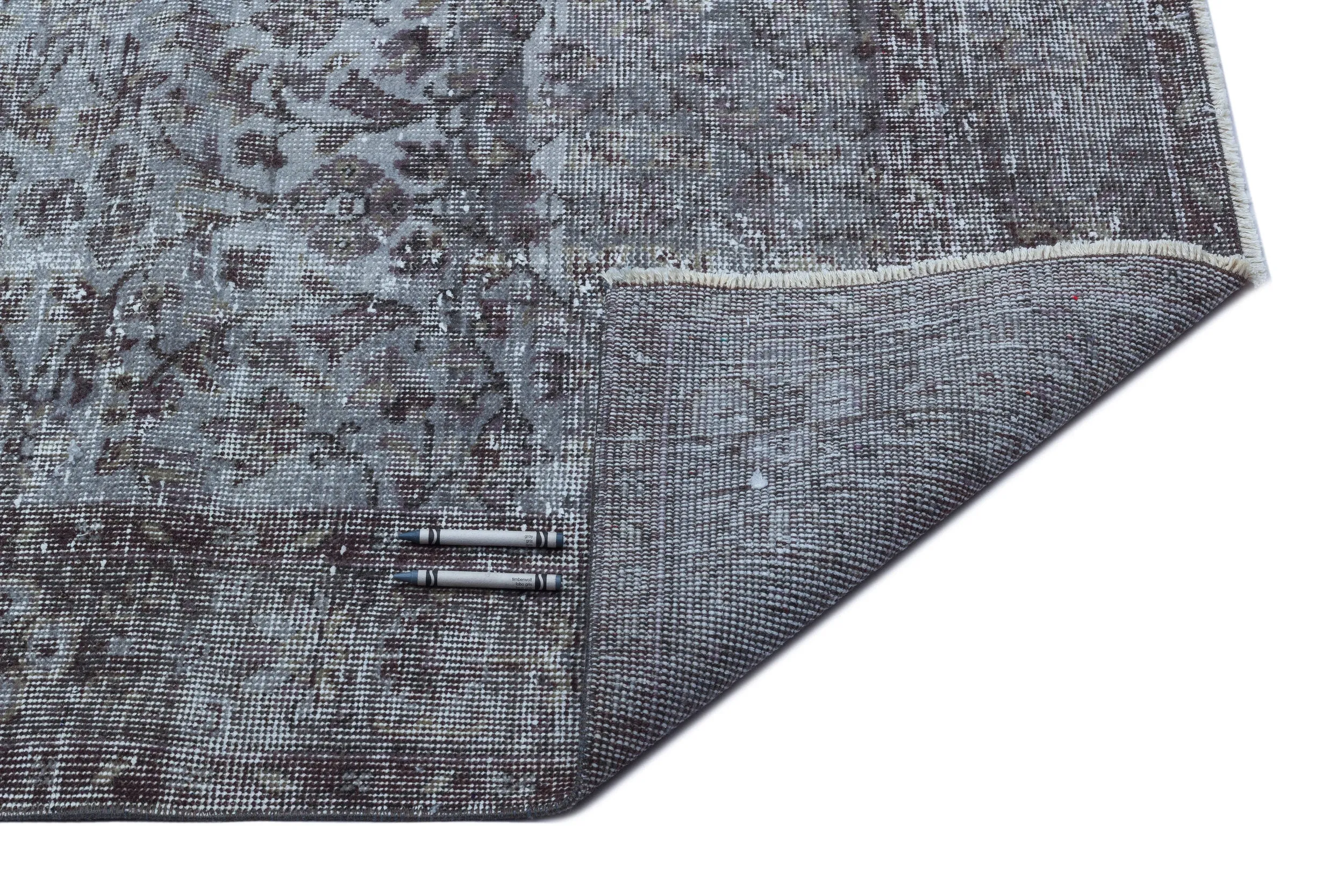 Retro Design Gray Over Dyed Vintage Rug 5'11'' x 9'5'' ft 180 x 287 cm