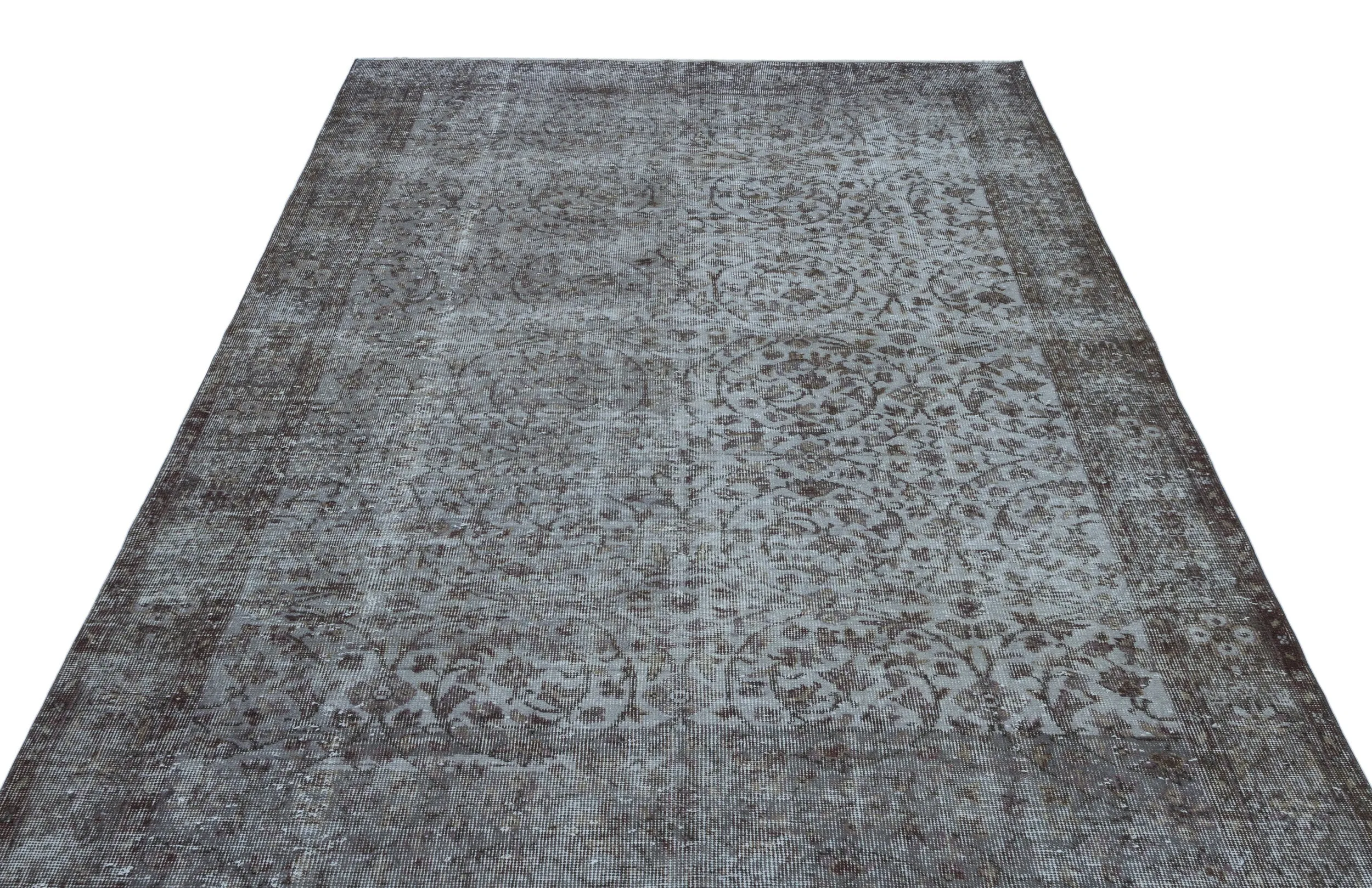 Retro Design Gray Over Dyed Vintage Rug 5'11'' x 9'5'' ft 180 x 287 cm