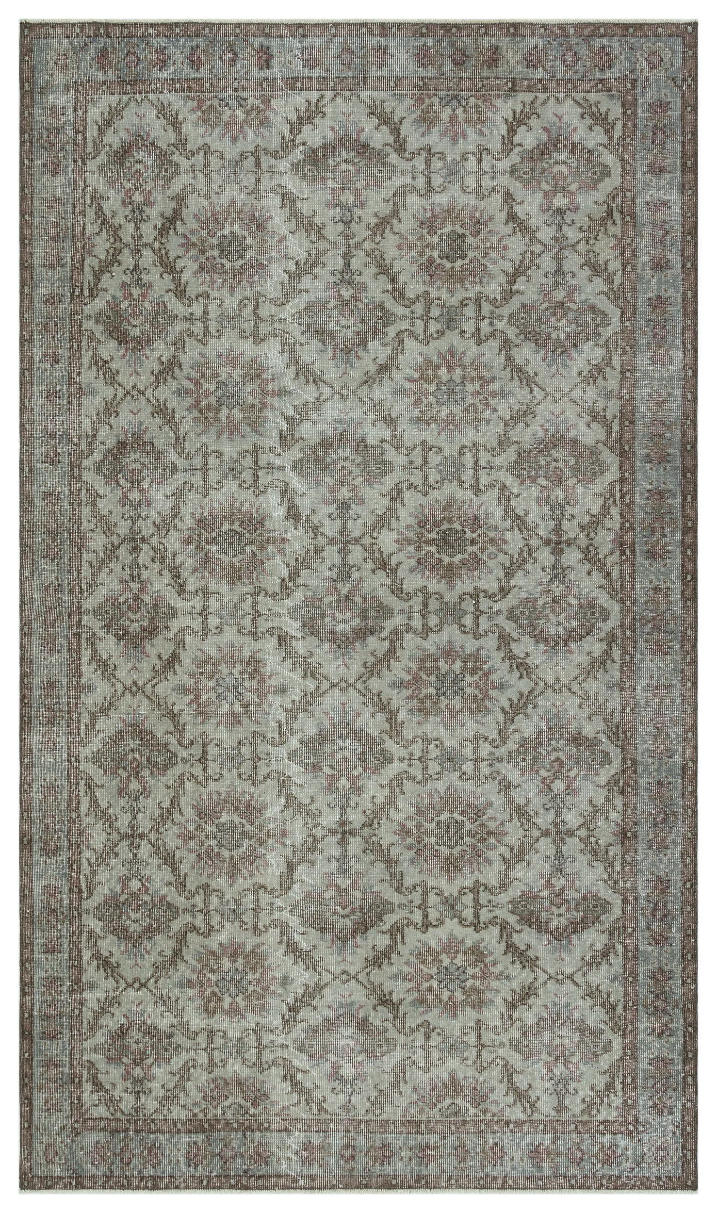 Retro Design Gray Over Dyed Vintage Rug 5'3'' x 9'0'' ft 161 x 275 cm