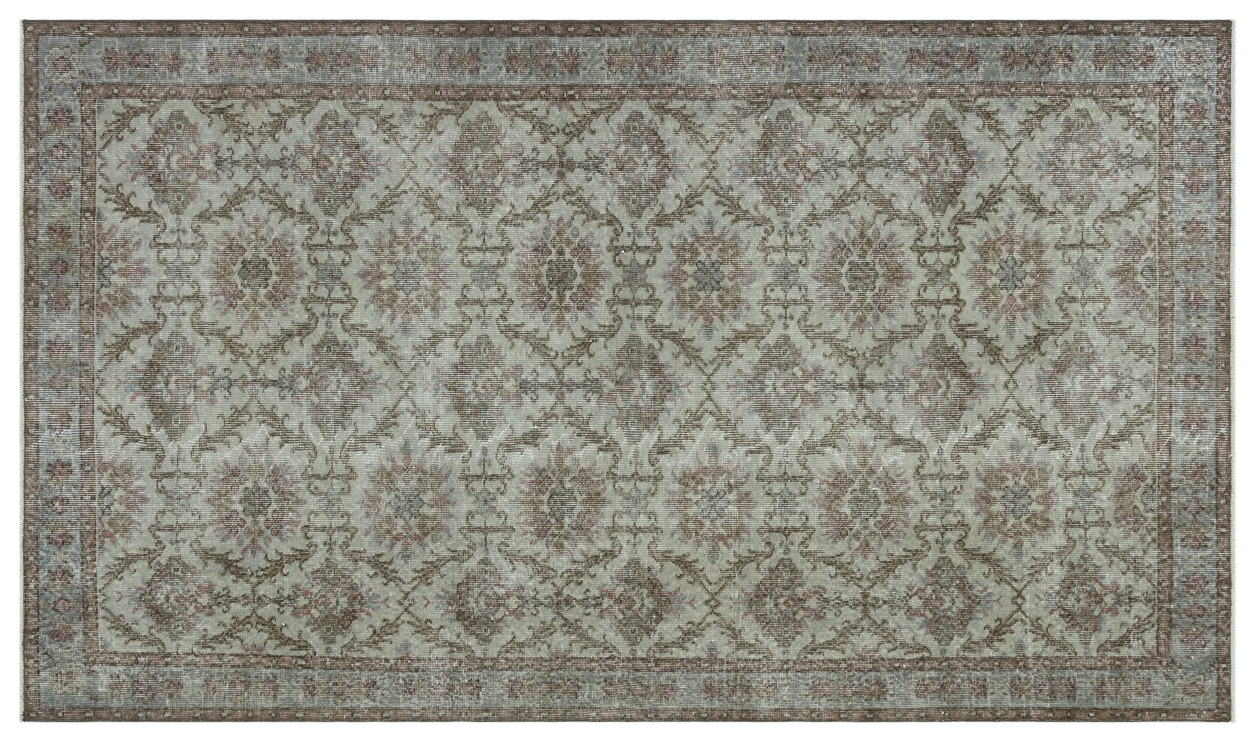 Retro Design Gray Over Dyed Vintage Rug 5'3'' x 9'0'' ft 161 x 275 cm