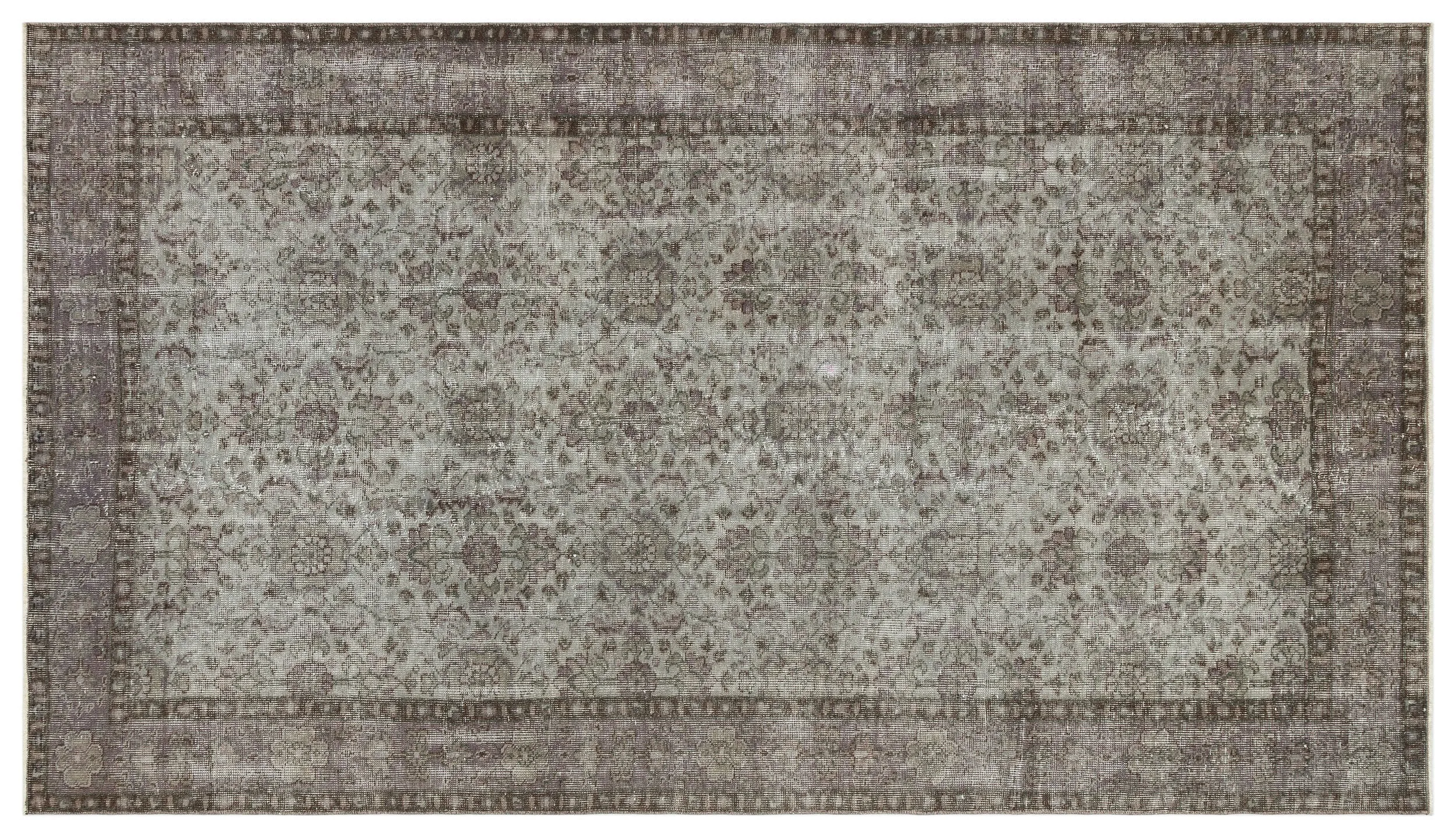 Retro Design Gray Over Dyed Vintage Rug 5'4'' x 9'4'' ft 162 x 285 cm