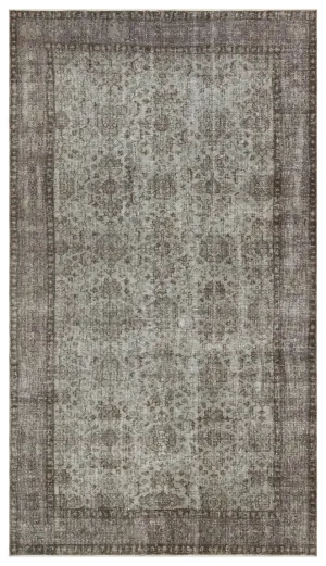 Retro Design Gray Over Dyed Vintage Rug 5'4'' x 9'4'' ft 162 x 285 cm