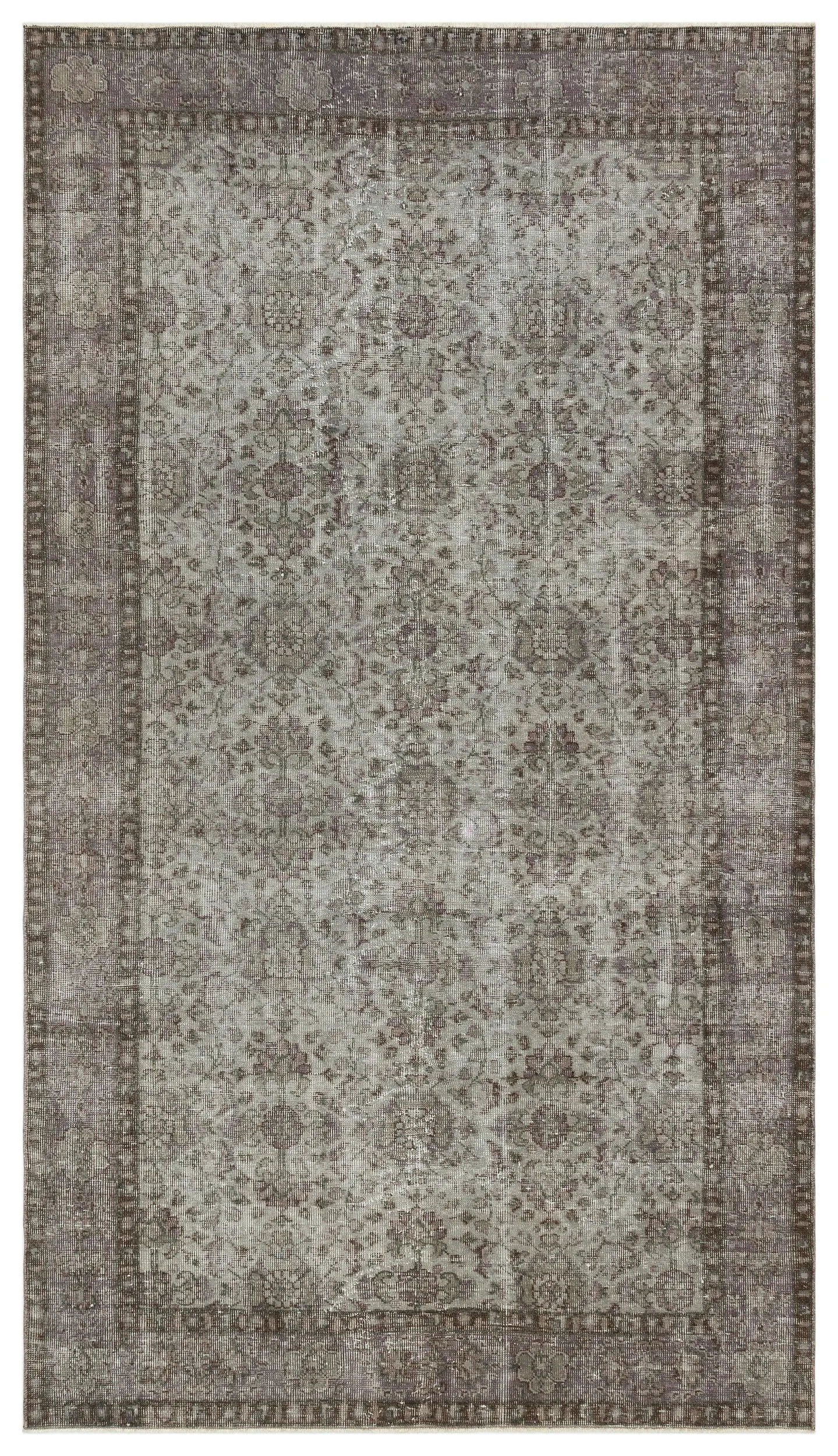 Retro Design Gray Over Dyed Vintage Rug 5'4'' x 9'4'' ft 162 x 285 cm