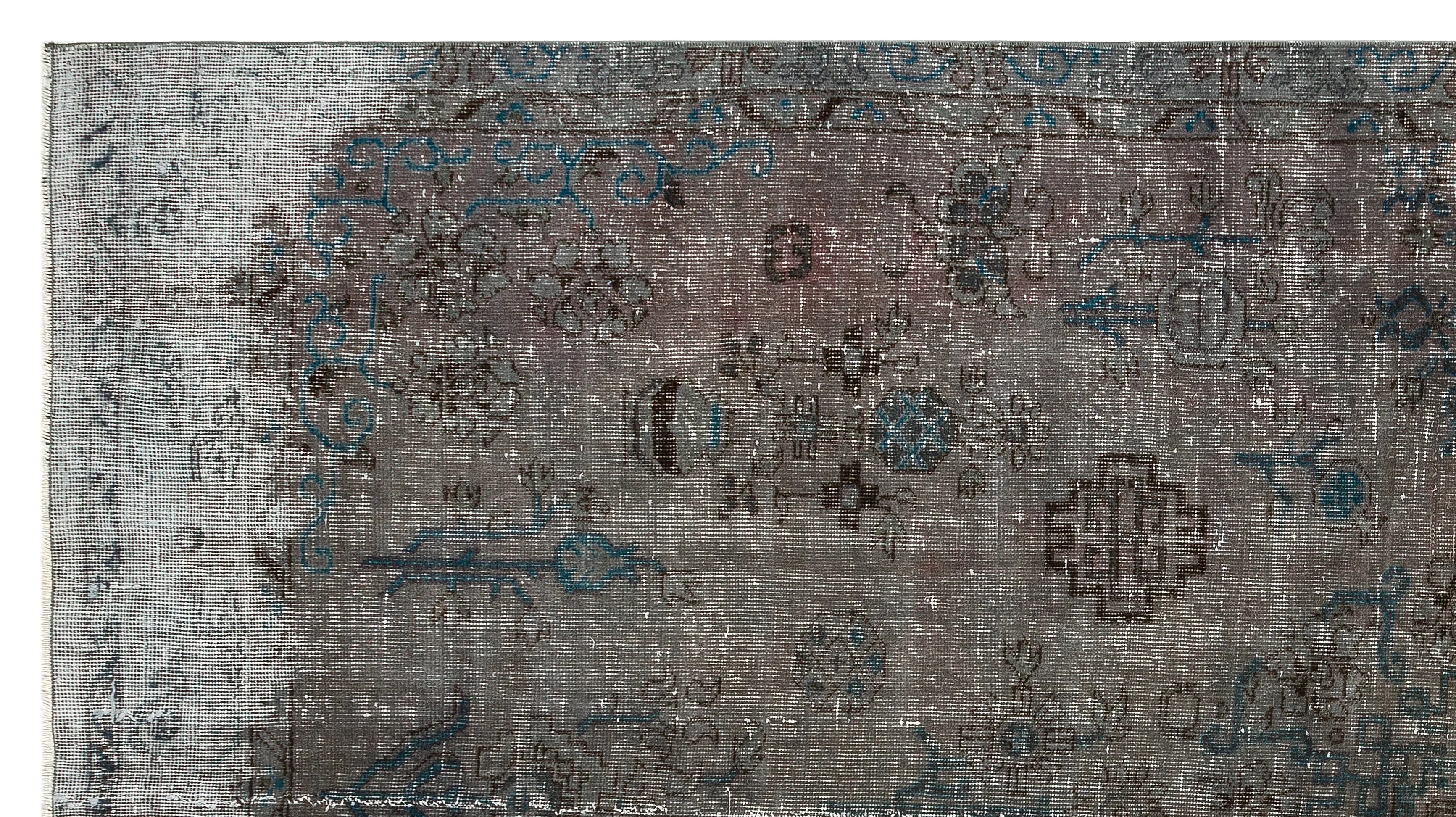 Retro Design Gray Over Dyed Vintage Rug 5'5'' x 9'9'' ft 166 x 298 cm