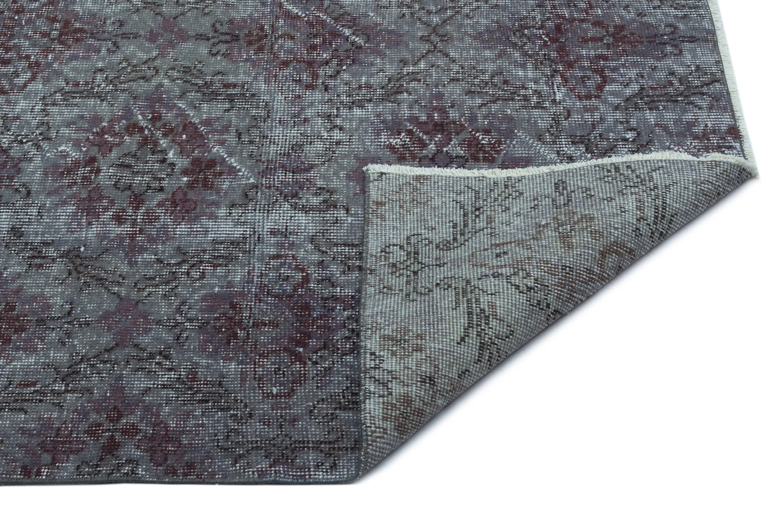 Retro Design Gray Over Dyed Vintage Rug 5'9'' x 9'1'' ft 175 x 276 cm