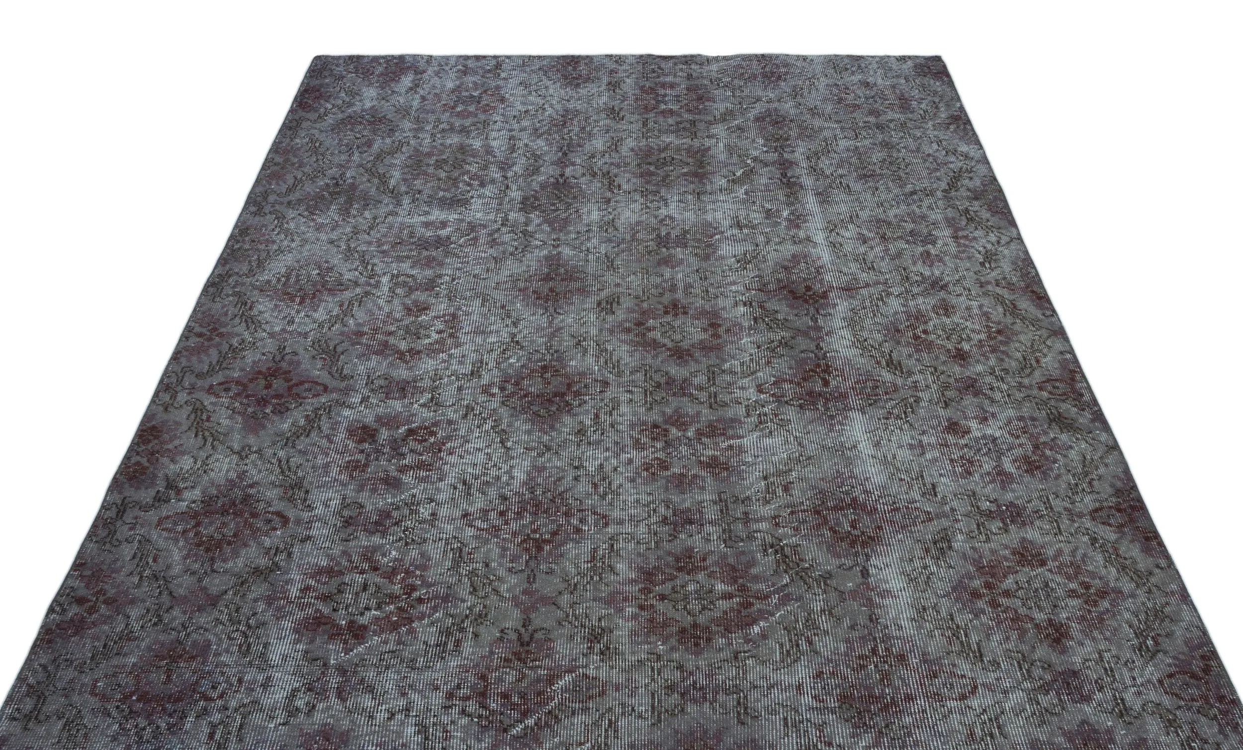 Retro Design Gray Over Dyed Vintage Rug 5'9'' x 9'1'' ft 175 x 276 cm