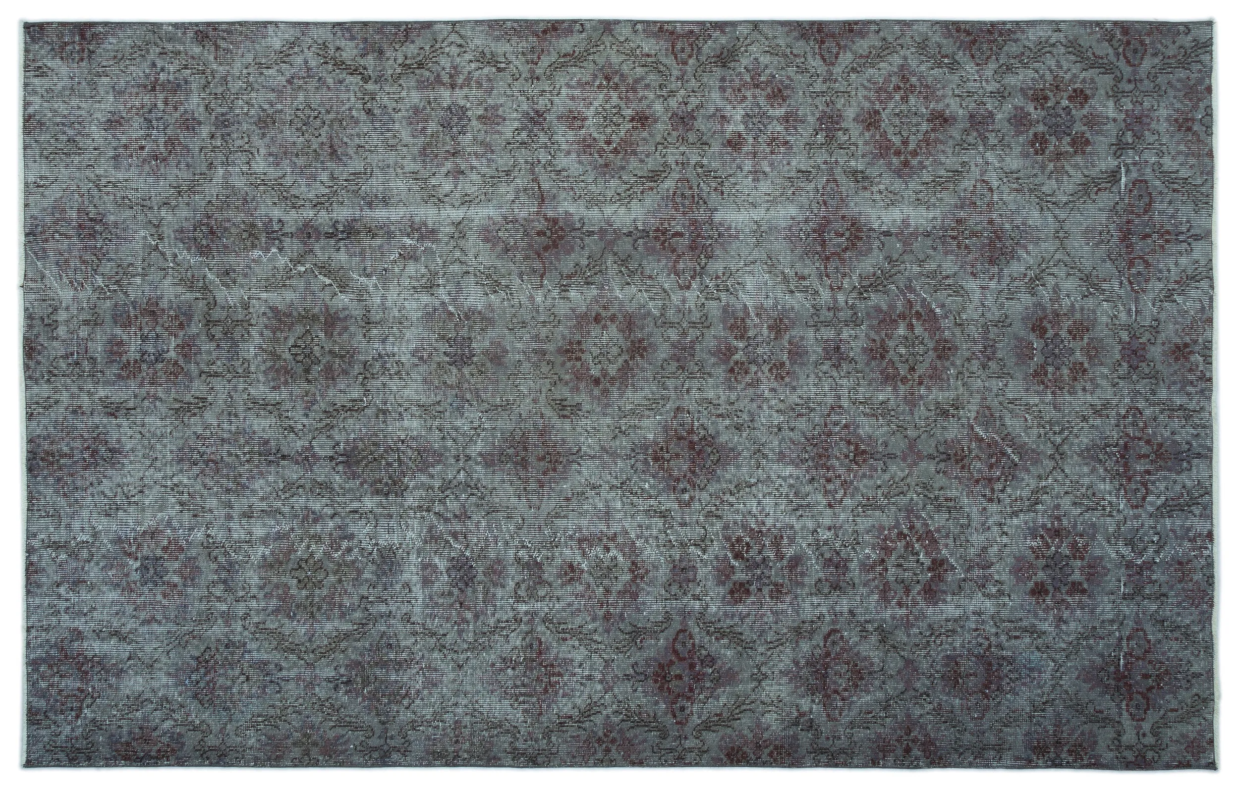 Retro Design Gray Over Dyed Vintage Rug 5'9'' x 9'1'' ft 175 x 276 cm