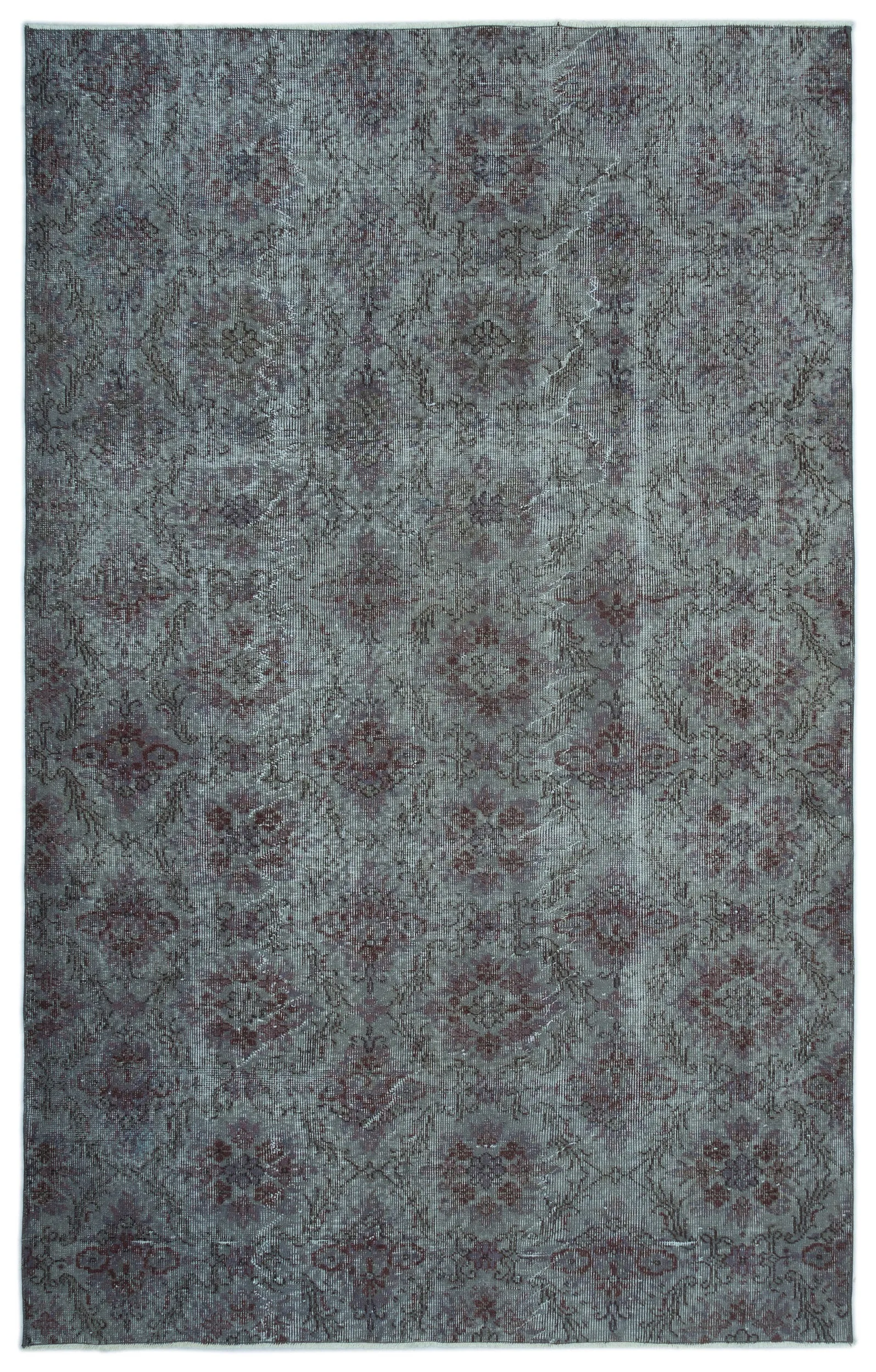 Retro Design Gray Over Dyed Vintage Rug 5'9'' x 9'1'' ft 175 x 276 cm