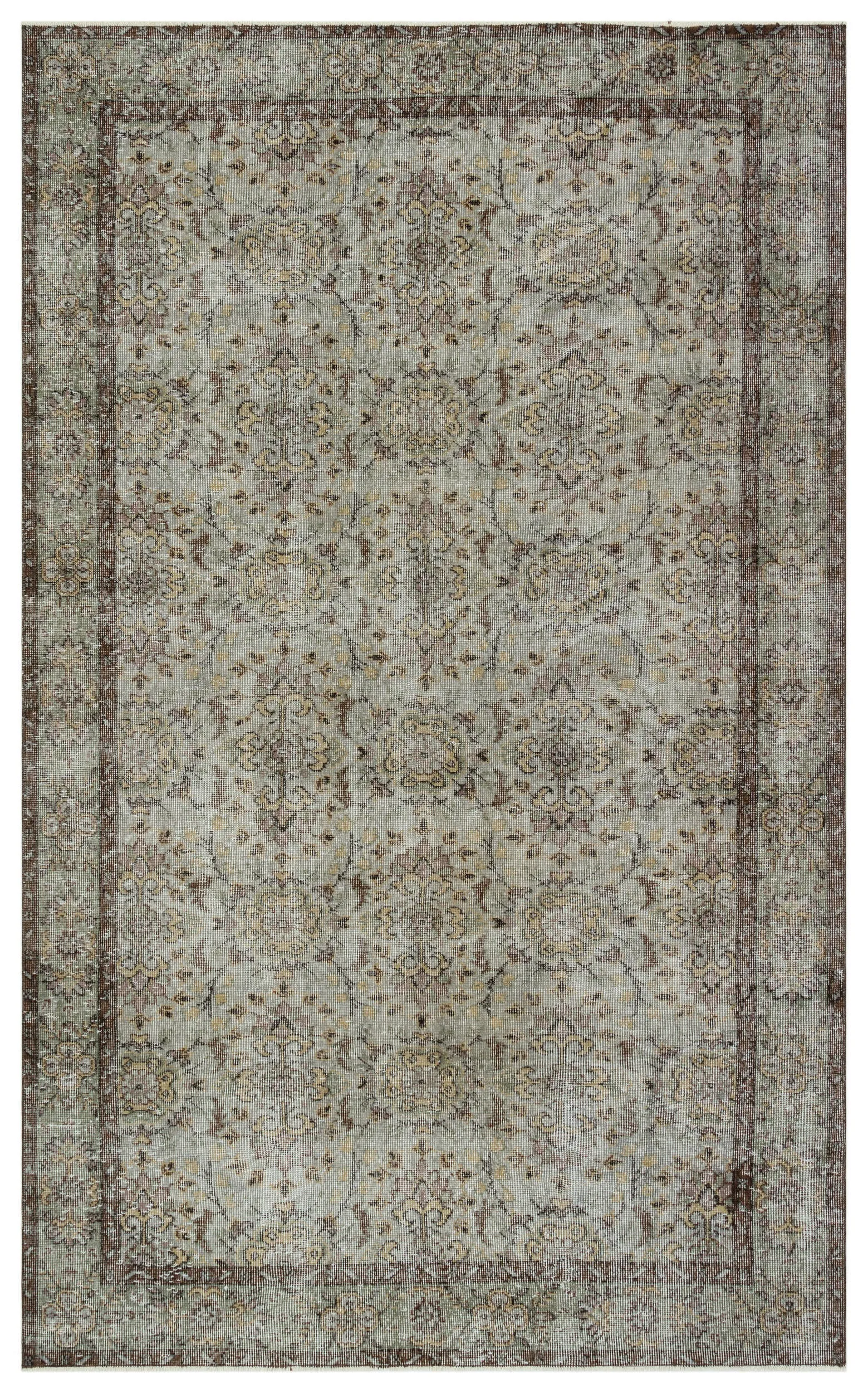 Retro Design Gray Over Dyed Vintage Rug 5'9'' x 9'6'' ft 174 x 290 cm
