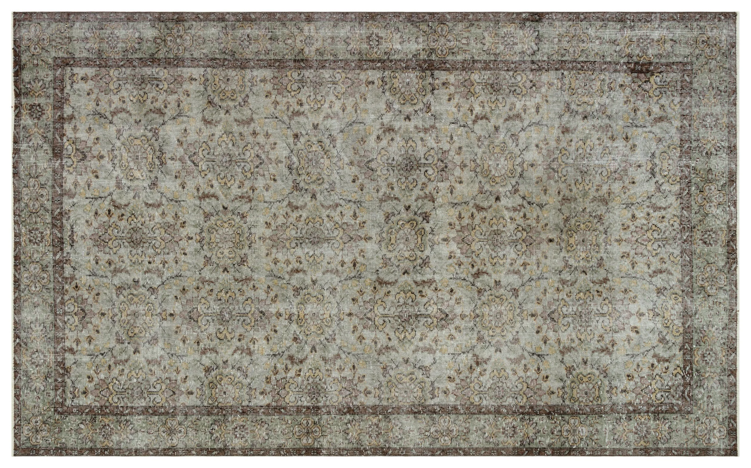 Retro Design Gray Over Dyed Vintage Rug 5'9'' x 9'6'' ft 174 x 290 cm