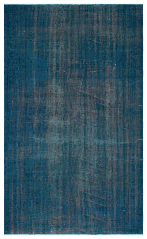 Retro Design Indigo Blue Over Dyed Vintage Rug 5'4'' x 8'8'' ft 162 x 265 cm