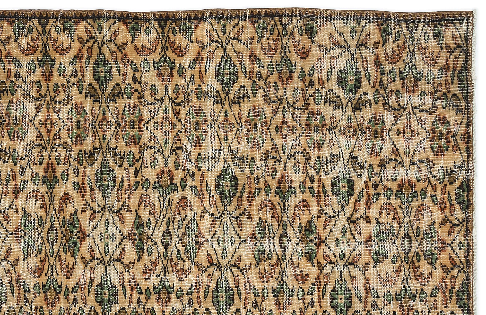Retro Design Naturel Over Dyed Vintage Rug 4'5'' x 7'5'' ft 134 x 225 cm
