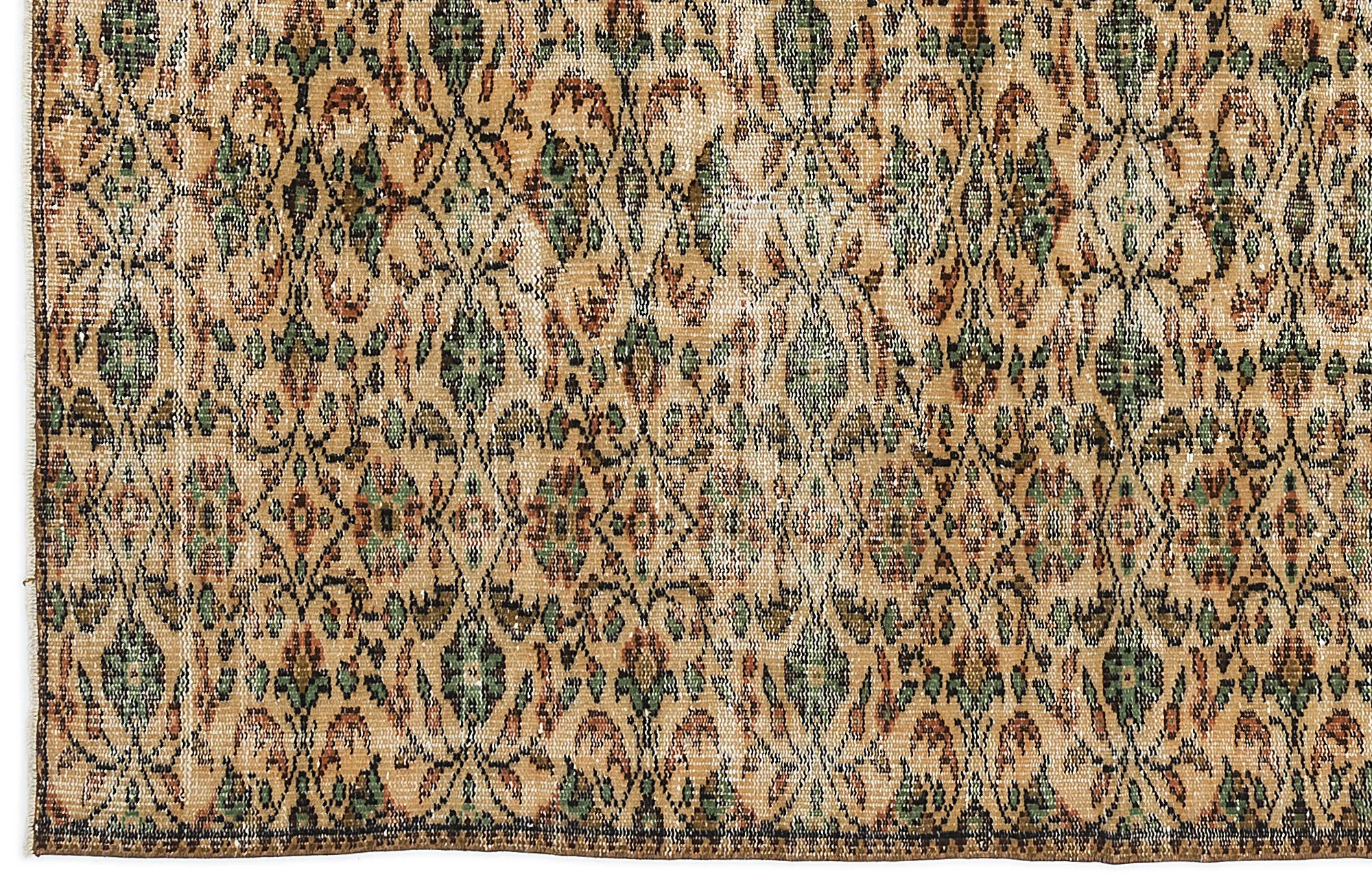 Retro Design Naturel Over Dyed Vintage Rug 4'5'' x 7'5'' ft 134 x 225 cm
