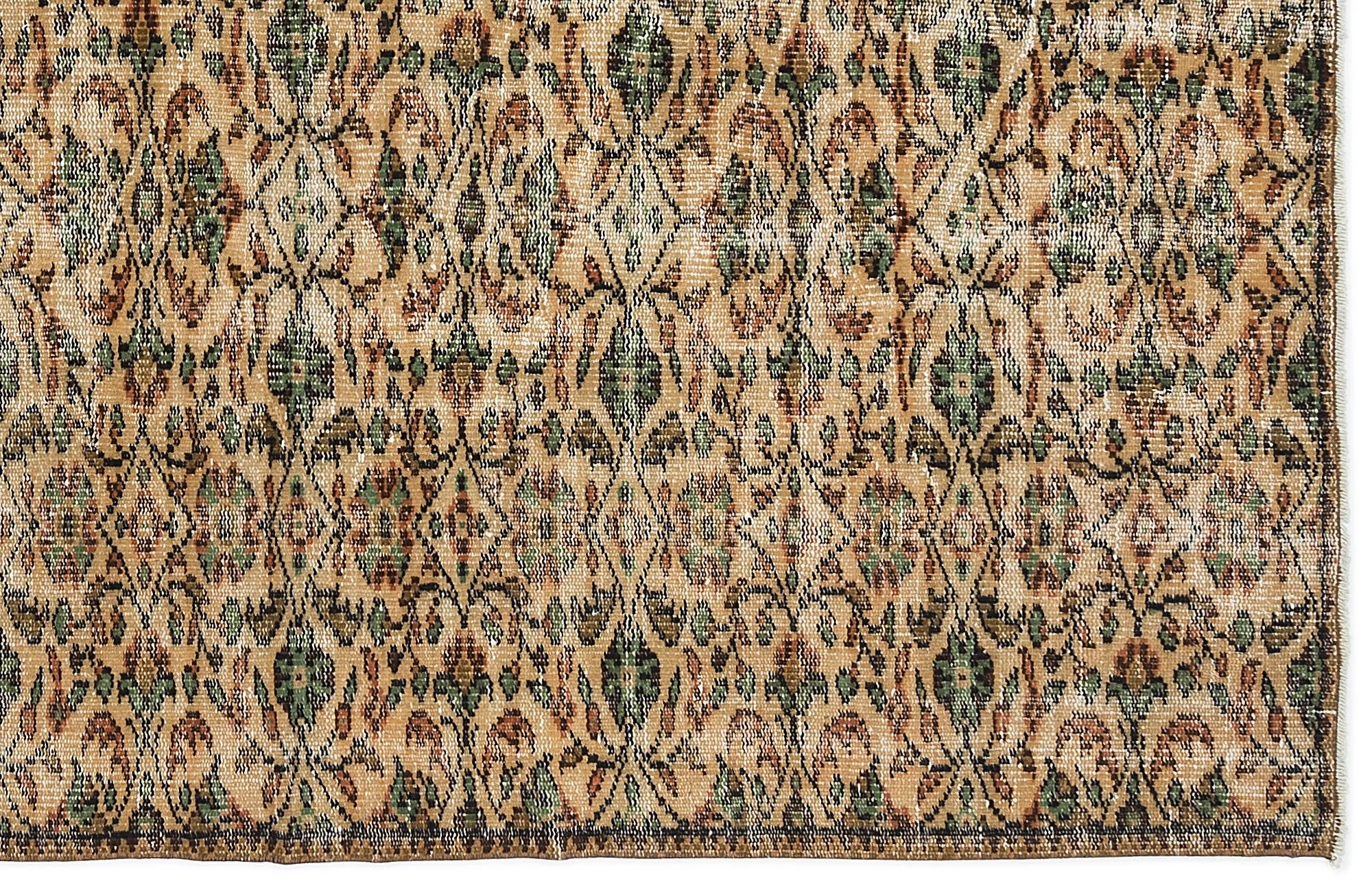 Retro Design Naturel Over Dyed Vintage Rug 4'5'' x 7'5'' ft 134 x 225 cm