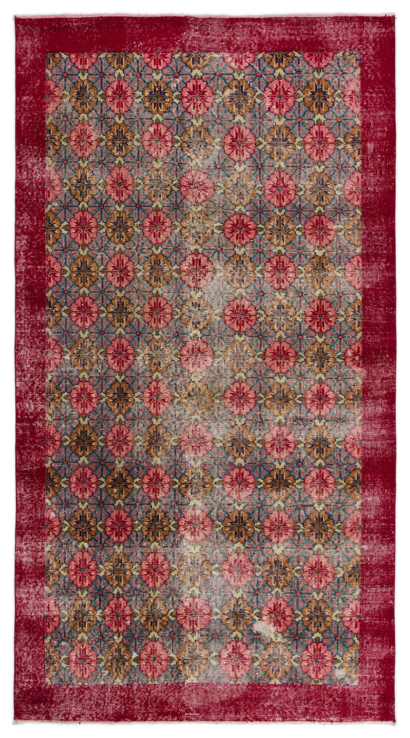 Retro Design Naturel Over Dyed Vintage Rug 4'6'' x 8'4'' ft 137 x 255 cm