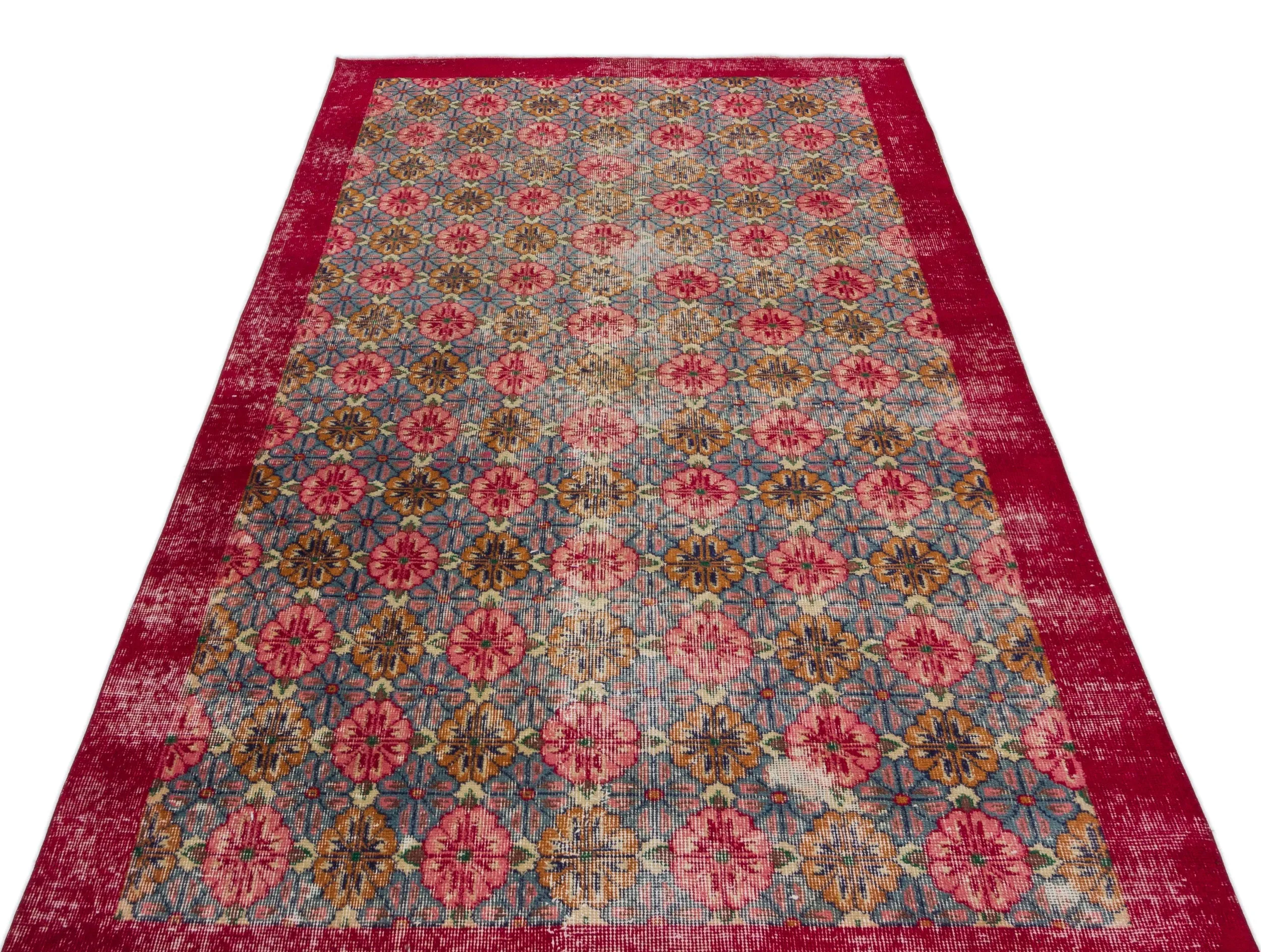 Retro Design Naturel Over Dyed Vintage Rug 4'6'' x 8'4'' ft 137 x 255 cm
