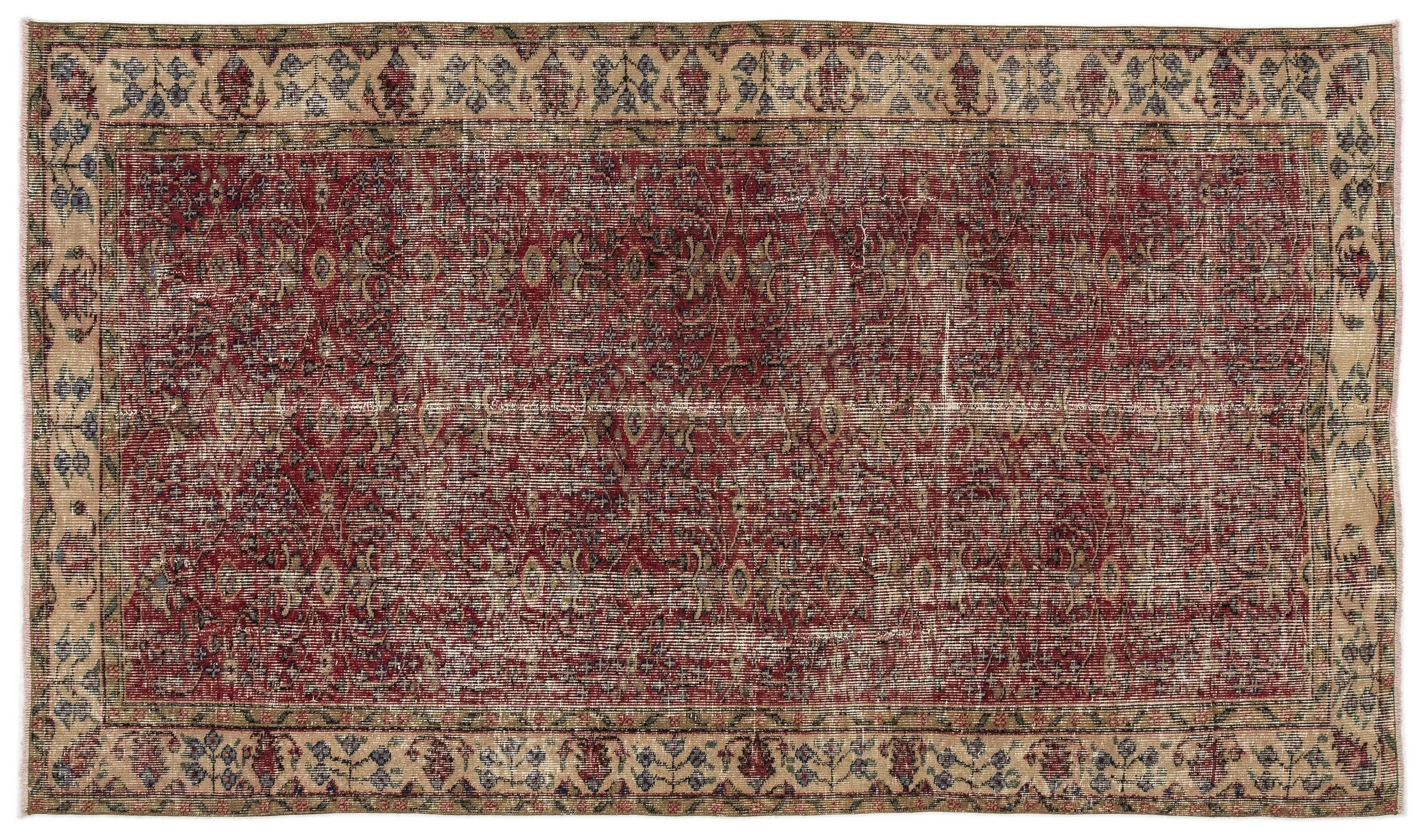 Retro Design Naturel Over Dyed Vintage Rug 4'8'' x 8'1'' ft 142 x 247 cm